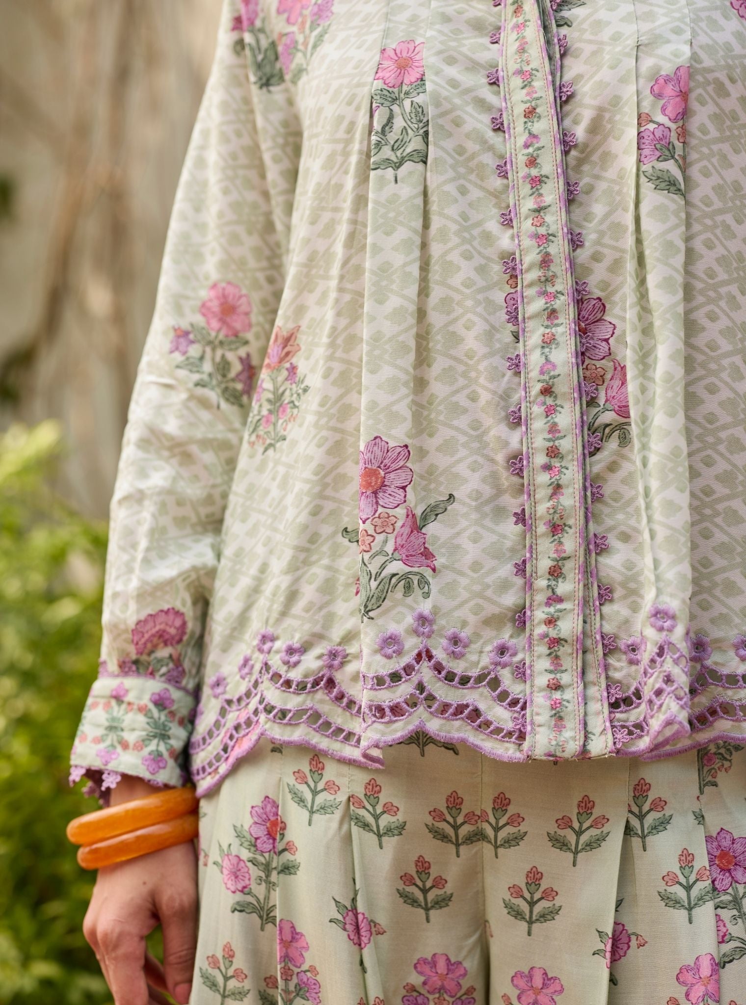 Evaya Lawn Green Co-ord Set