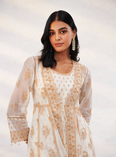 Mulmul Organza Delilah Off White Kurta main image 1