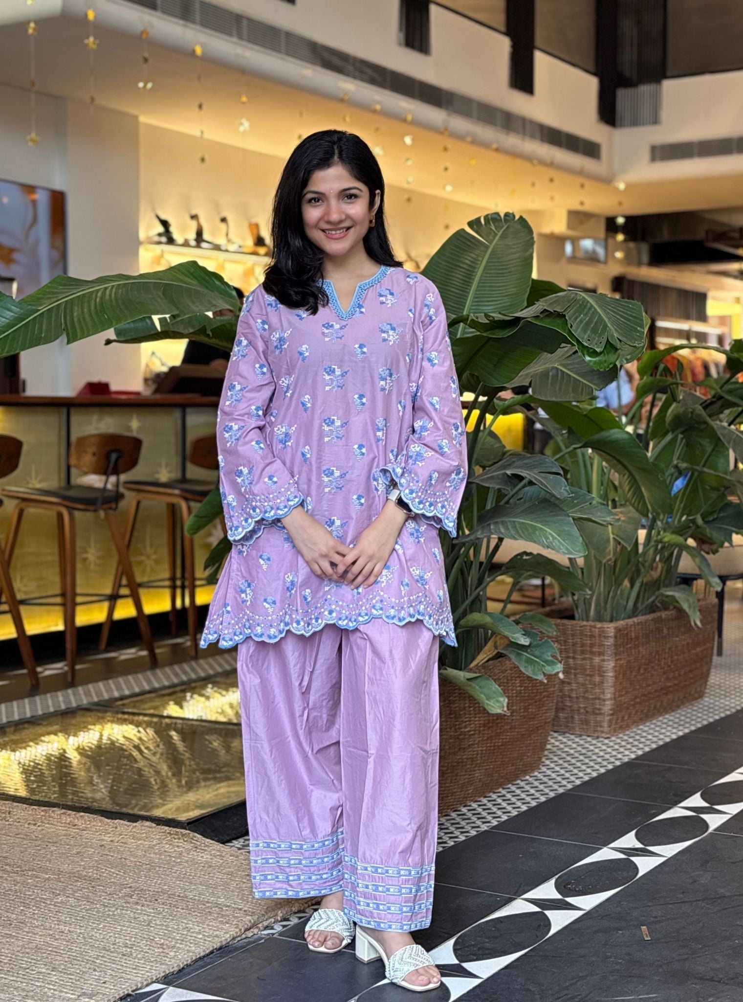 Aviya Supima Cotton Lilac Kurta With Farshi Salwar