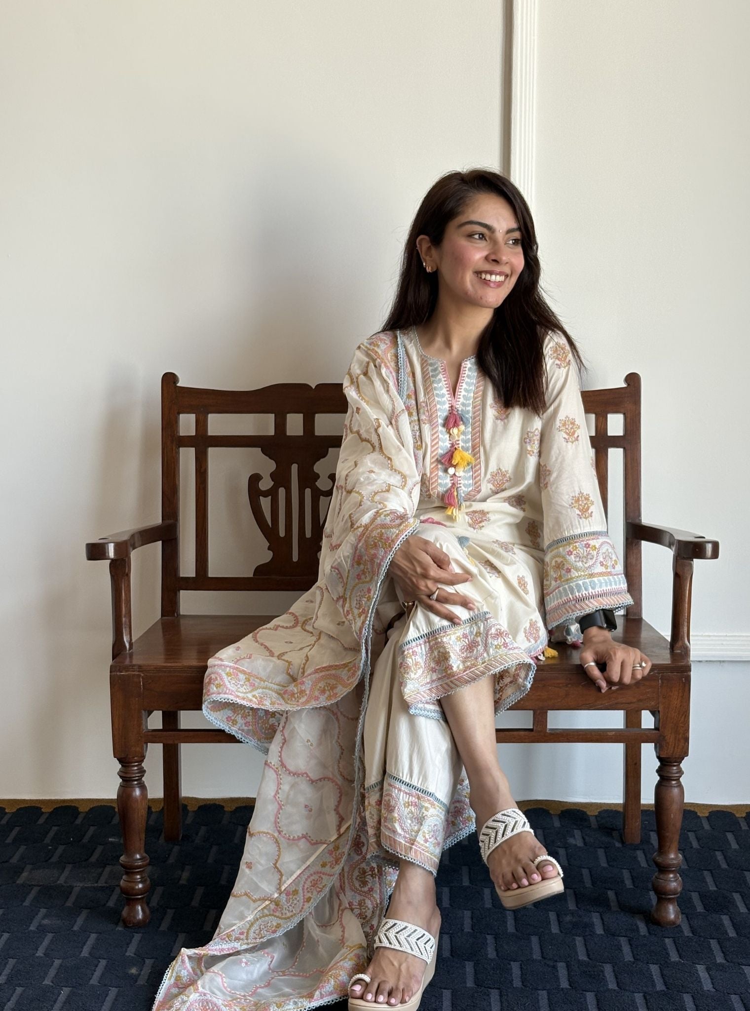 Amoli Supima Cotton Off White Kurta Set