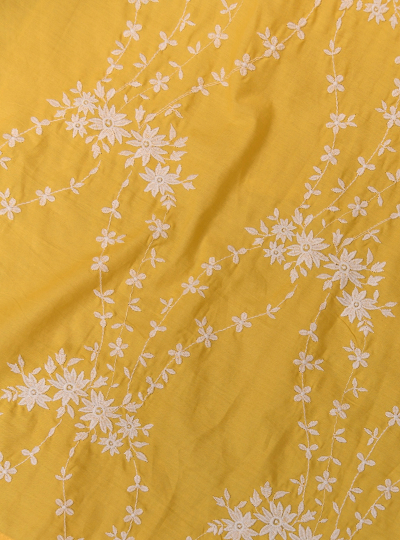 Mulmul Supima Cotton Titli Yellow Kurta