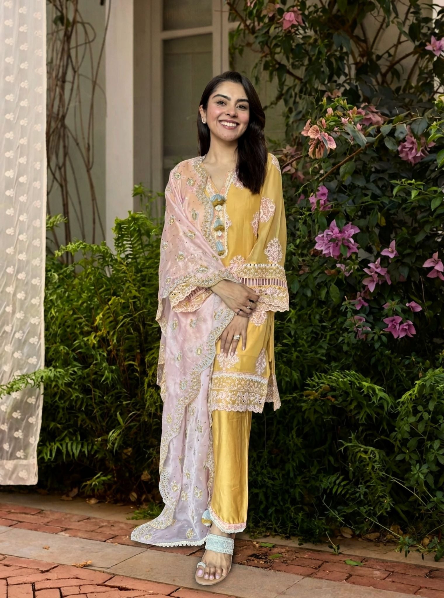 Suko Organza Yellow Kurta Set
