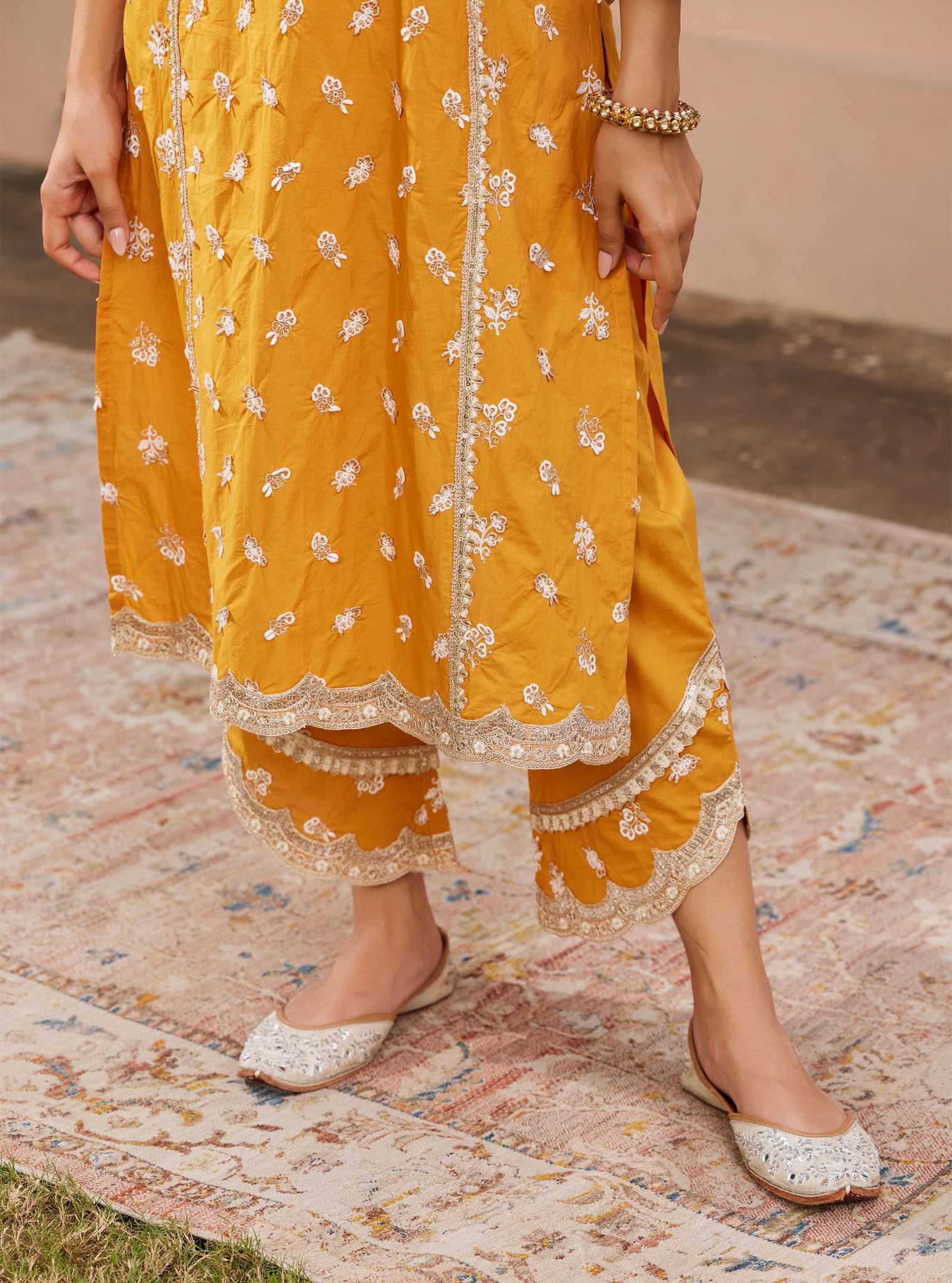 Mulmul Cotton Adah Orange Pant
