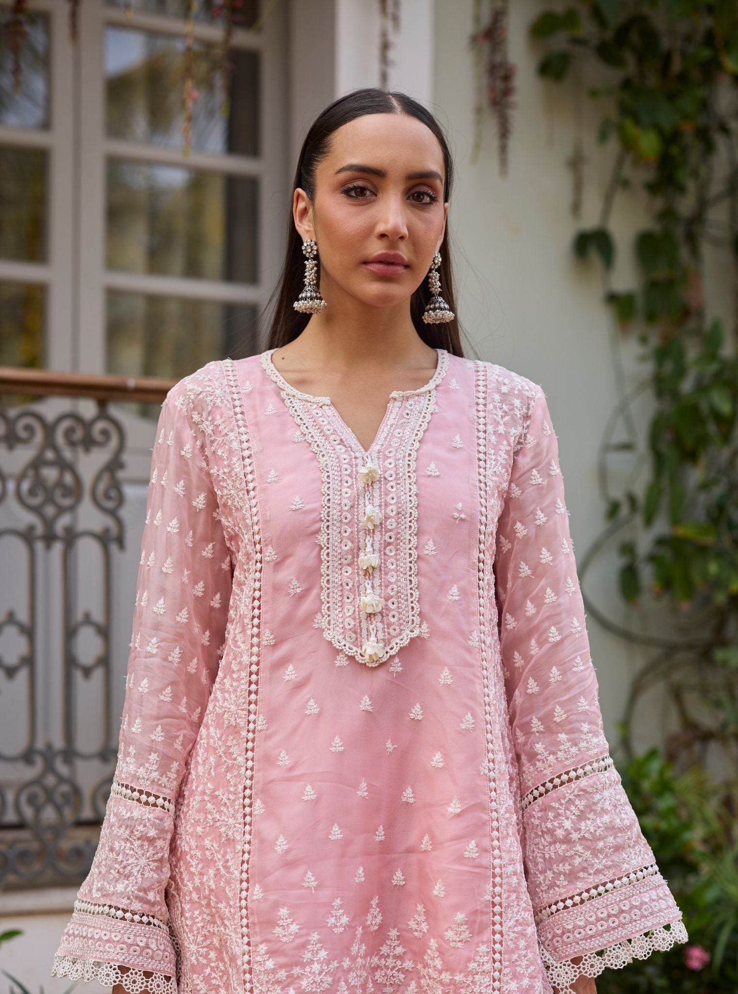Meyo Organza Pink Kurta Set