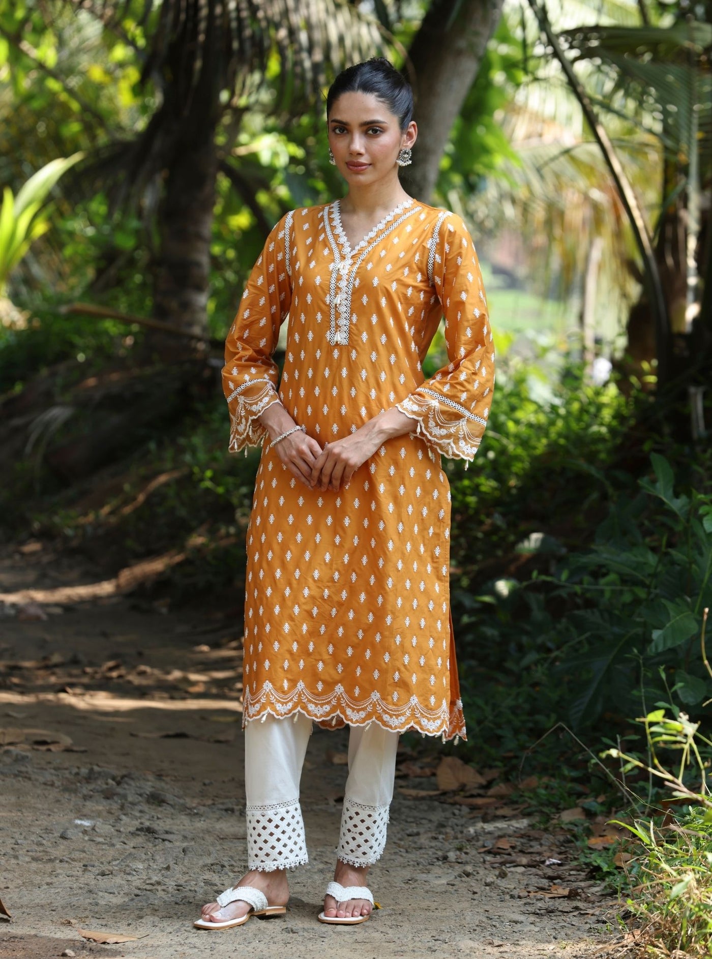 Newry Supima Cotton Orange Kurta Set
