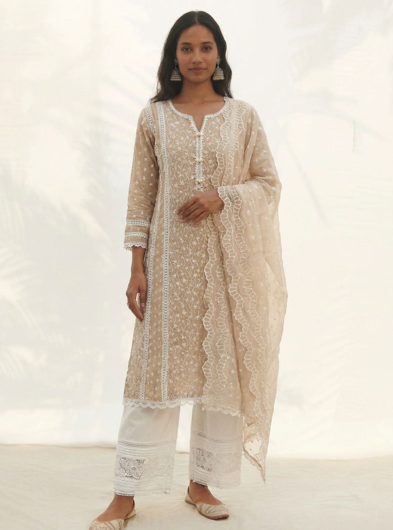 Moira Supima Cotton Beige Kurta Set