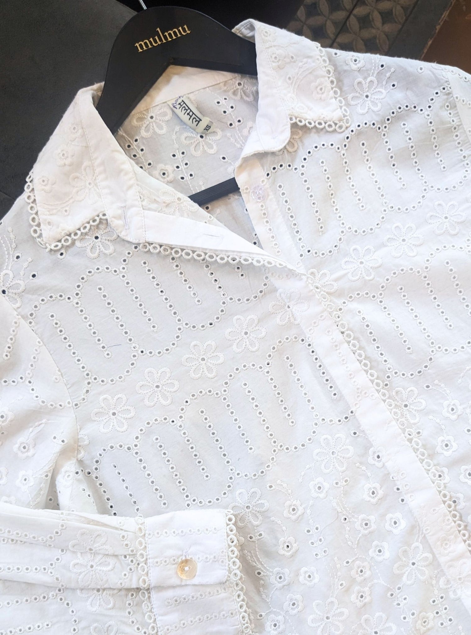 Mulmul Supima Cotton Codli White kurta main image 1