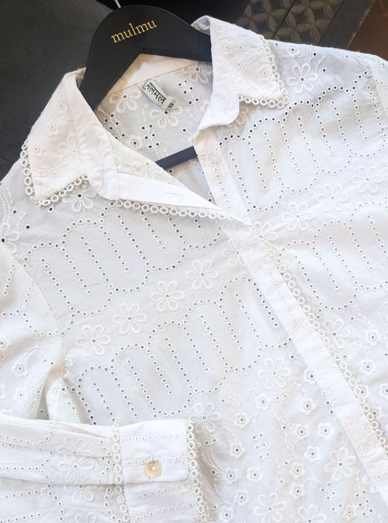 Mulmul Supima Cotton Paradise White Kurta