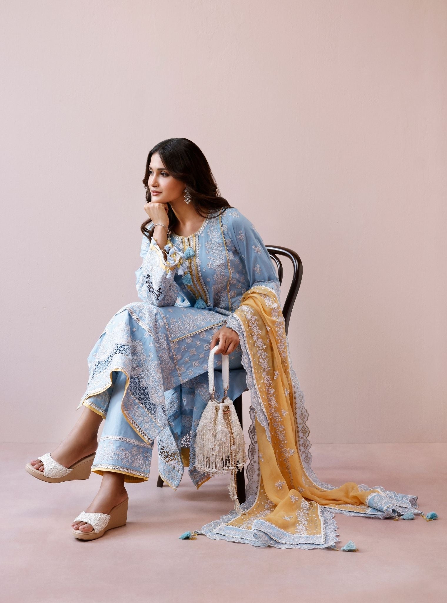 Avika Supima Cotton Light Blue Kurta Set