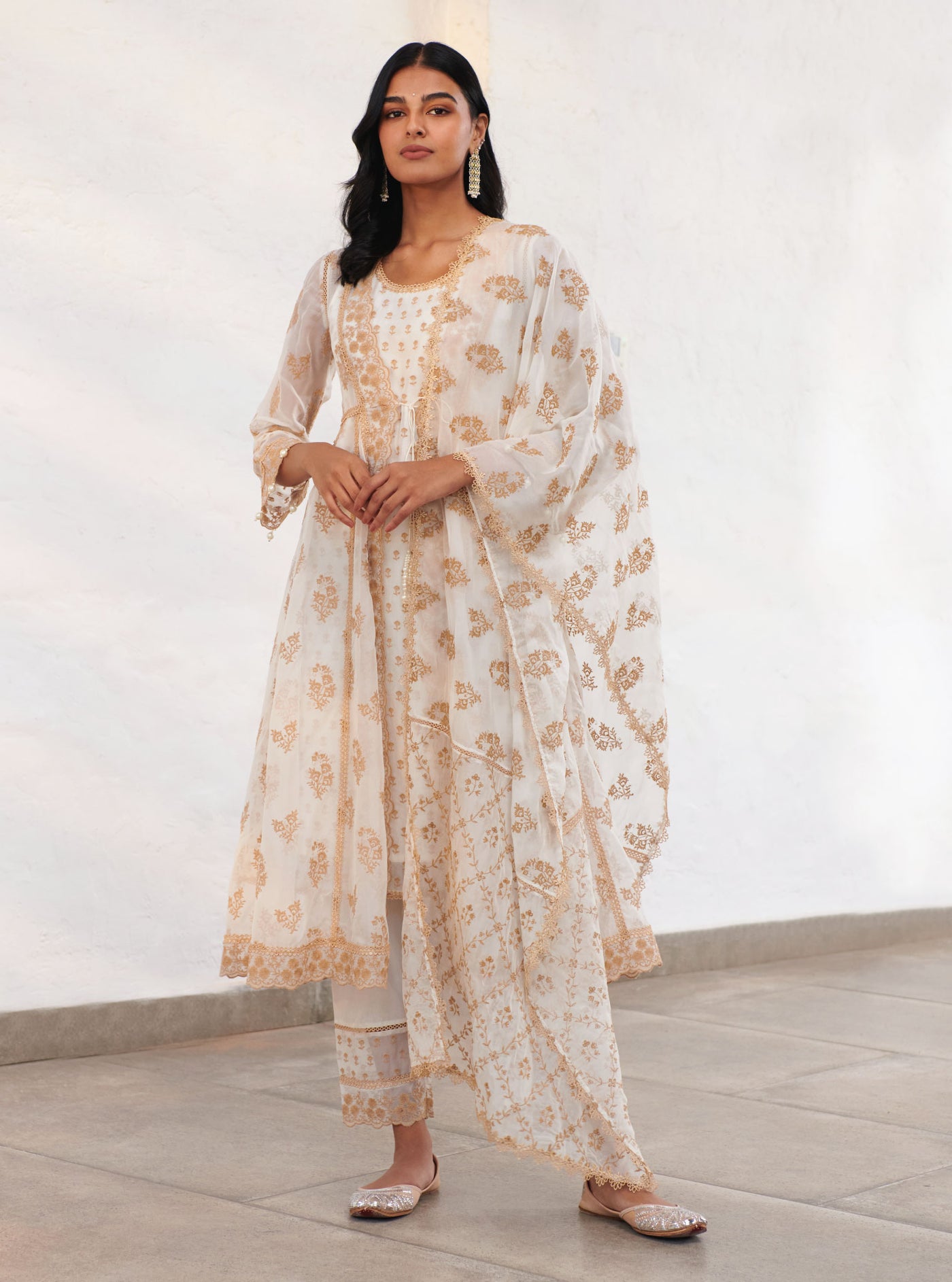 Aberdeen Organza Green Anarkali Kurta Set