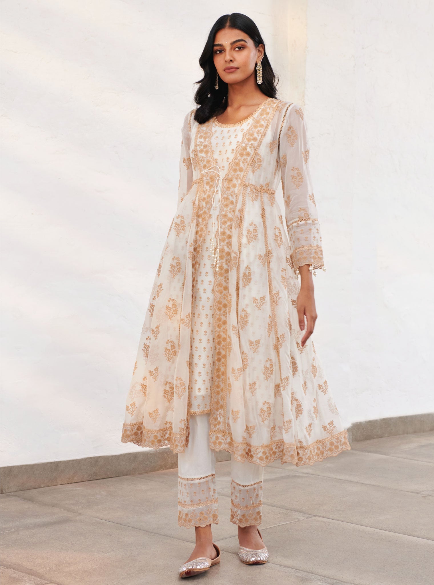 Mulmul Organza Aberdeen Anarkali Kurta with Organza Jacket