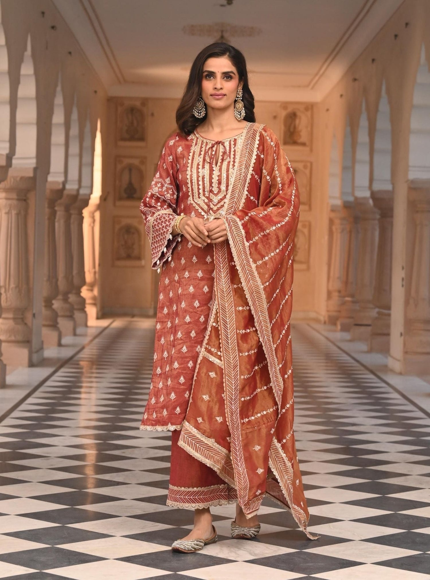 Bhumbro Banarsi Lilac Anarkali Kurta Set