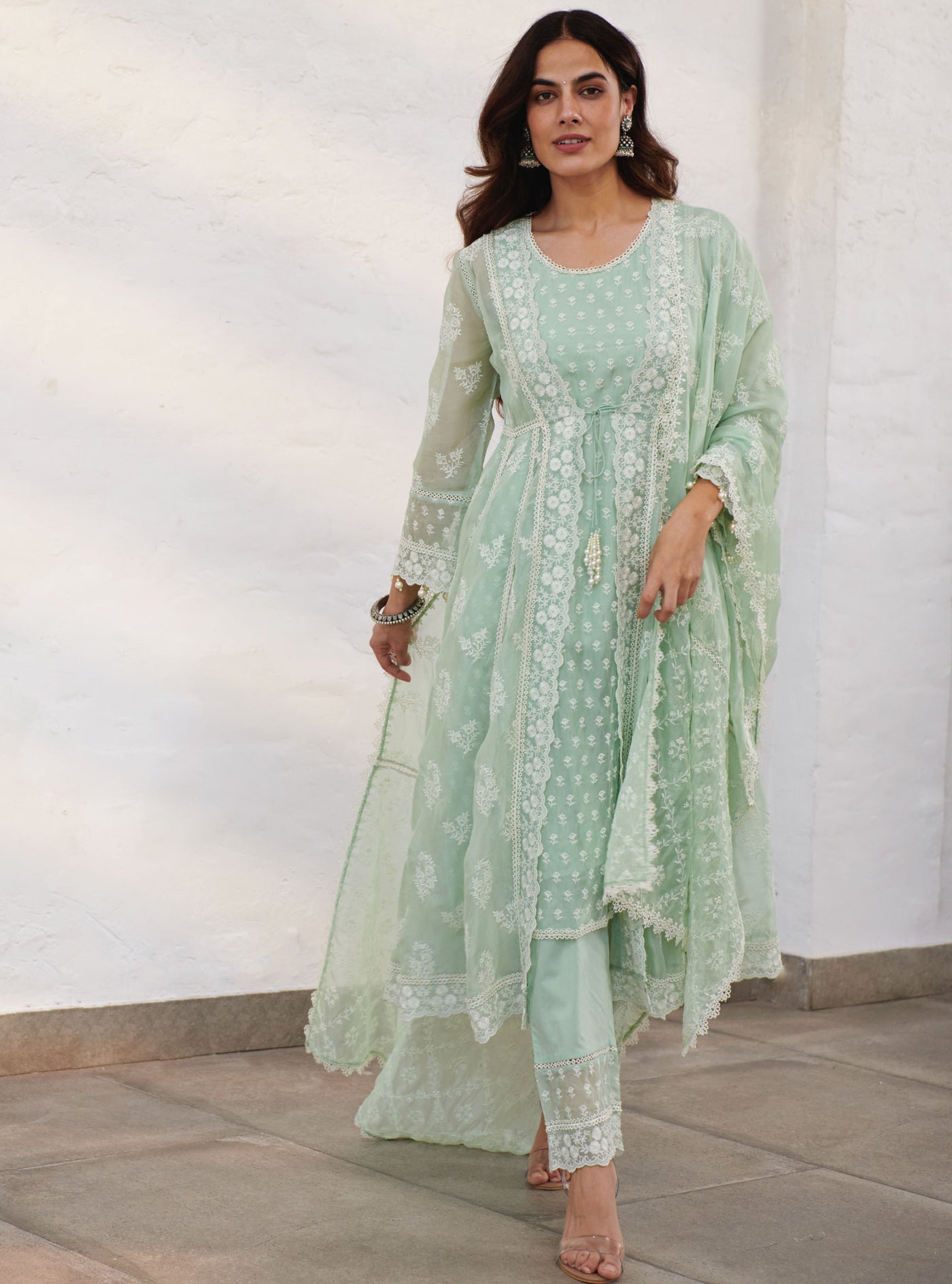 Maheen Organza Blue Anarkali Kurta Set main image 0