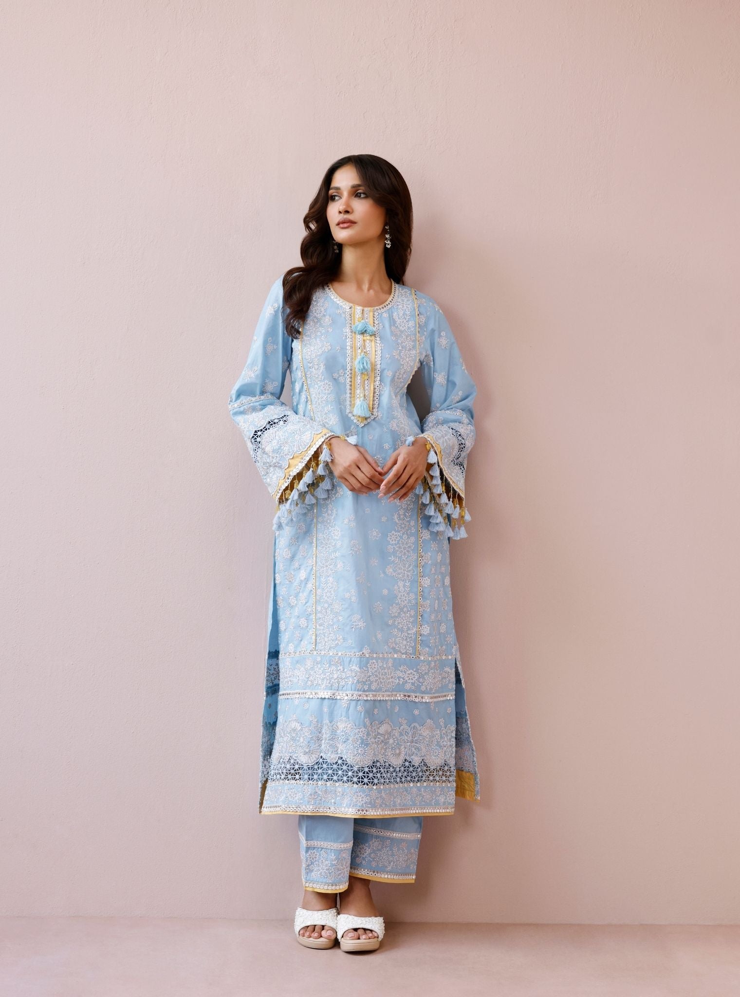 Avika Supima Cotton Light Blue Kurta Set