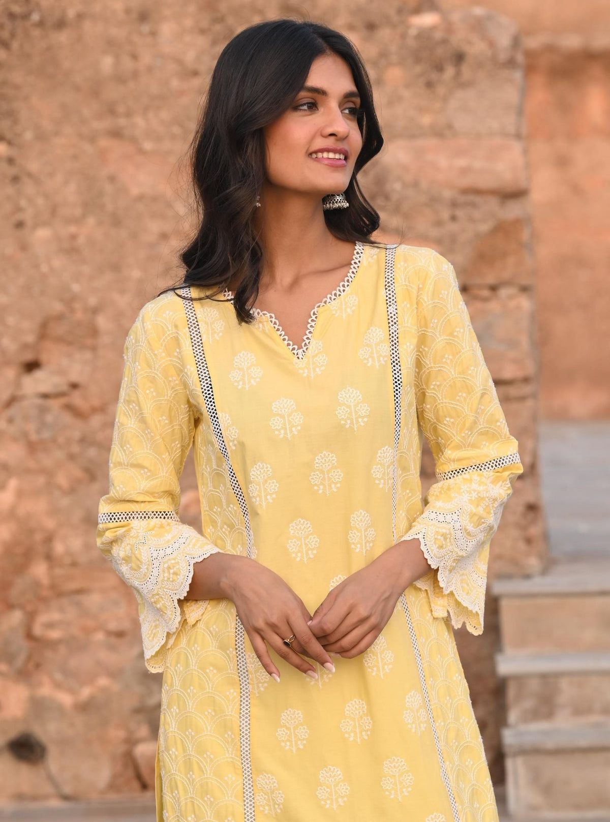 Mulmul Supima Satin Blair Orange Kurta