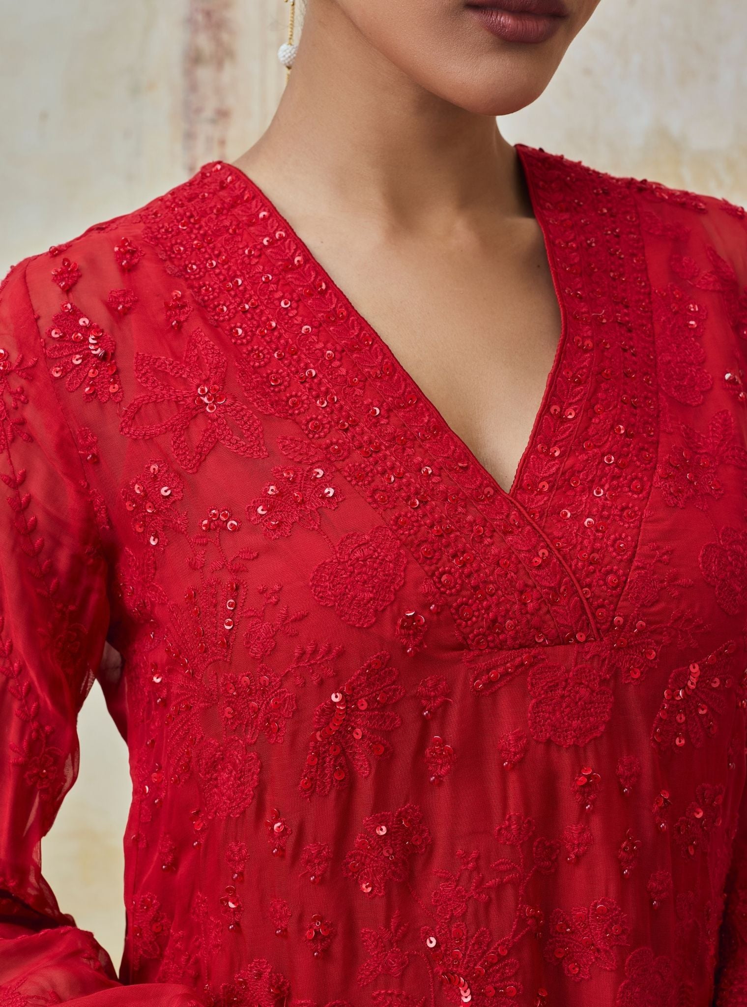 Reja Organza Red Co-ord Set