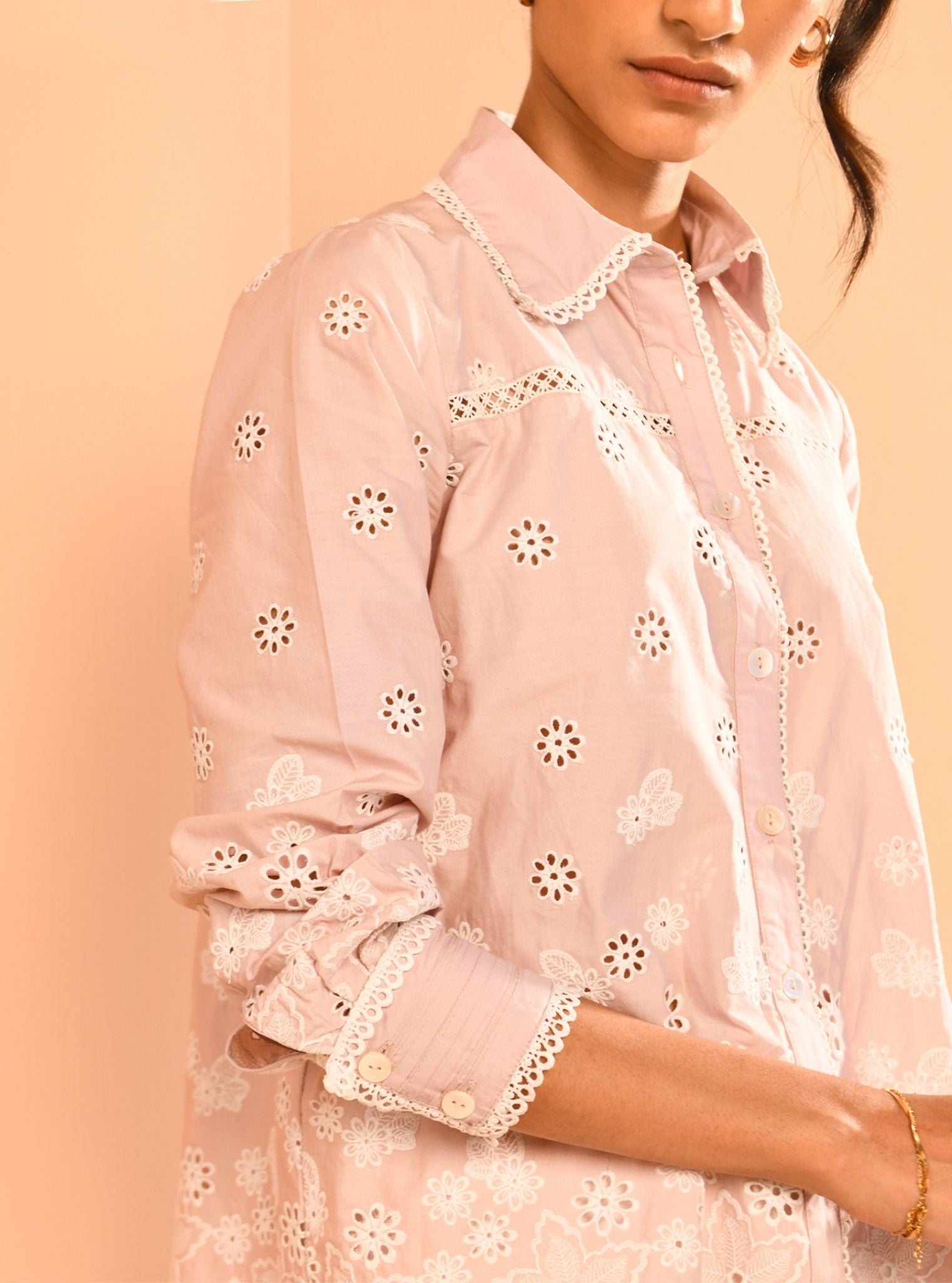 Mulmul Cotton Bea Dusty Pink Shirt