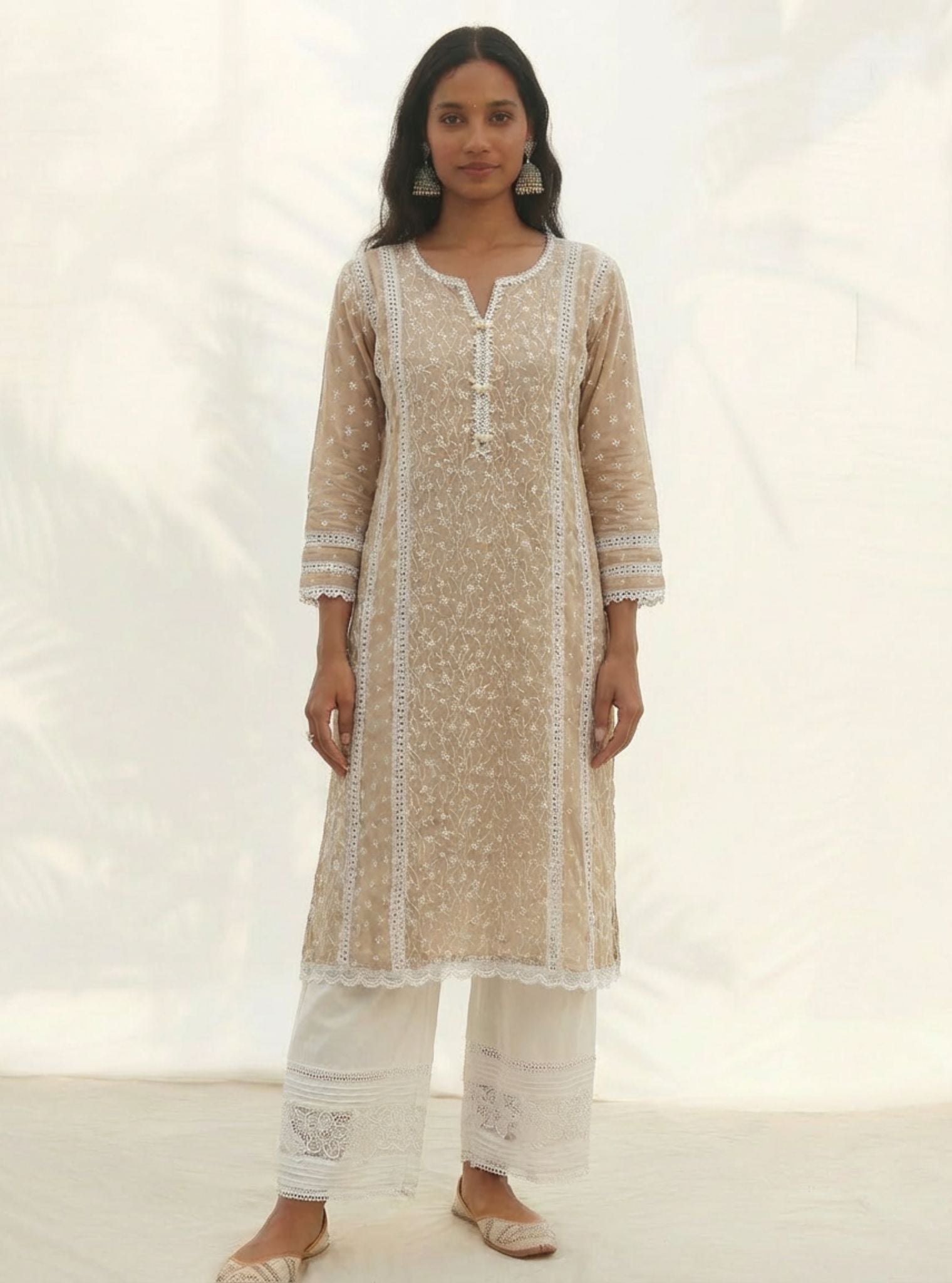 Moira Supima Cotton Beige Kurta Set