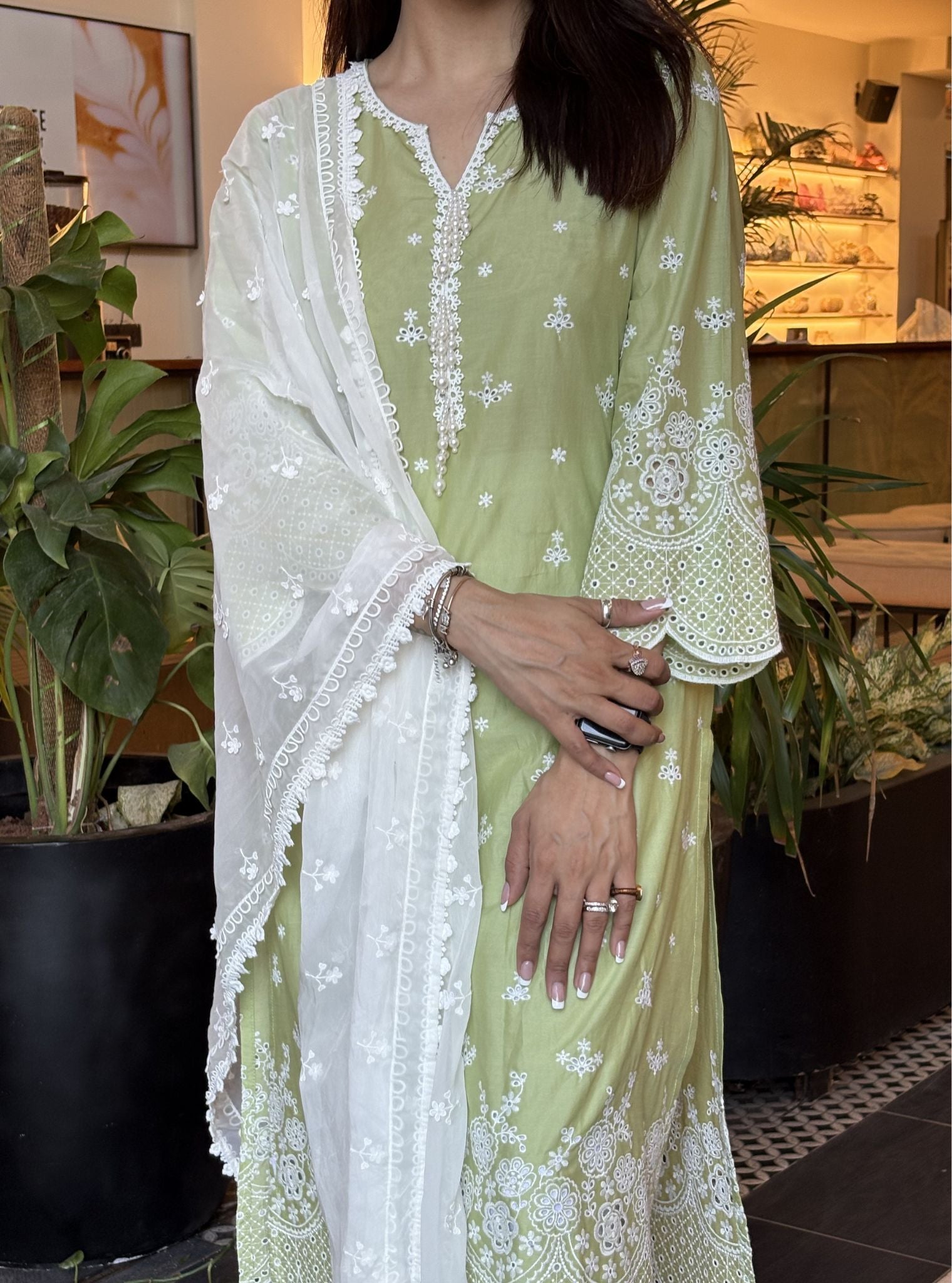 Jigna Supima Cotton Green Kurta Set