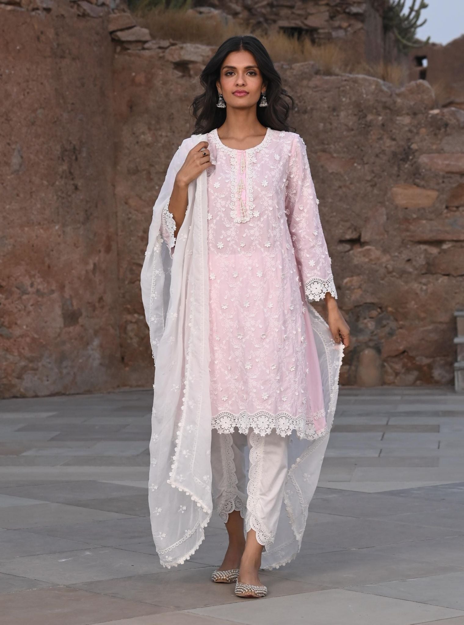 Mulmul Cotton Baybreeze pink Kurta