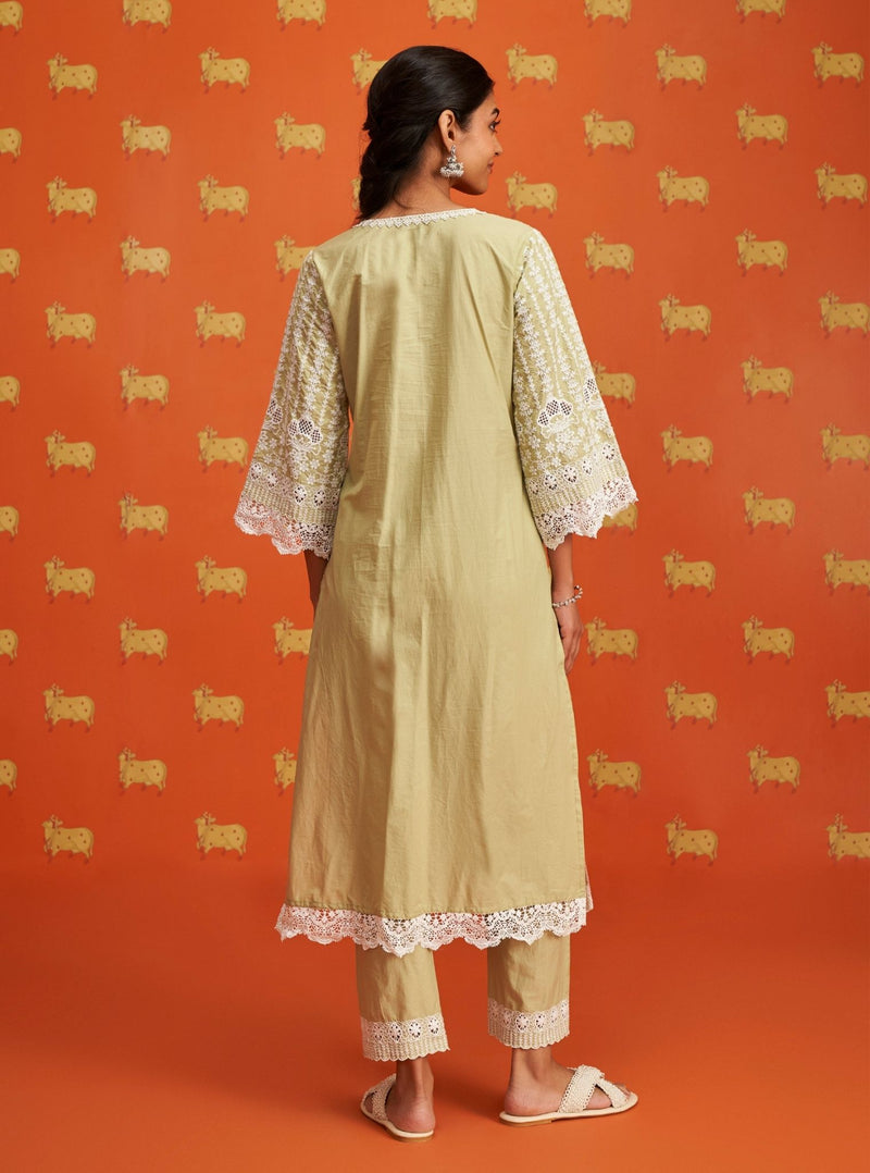 Swan Supima Cotton Grey Kurta Set main image 0