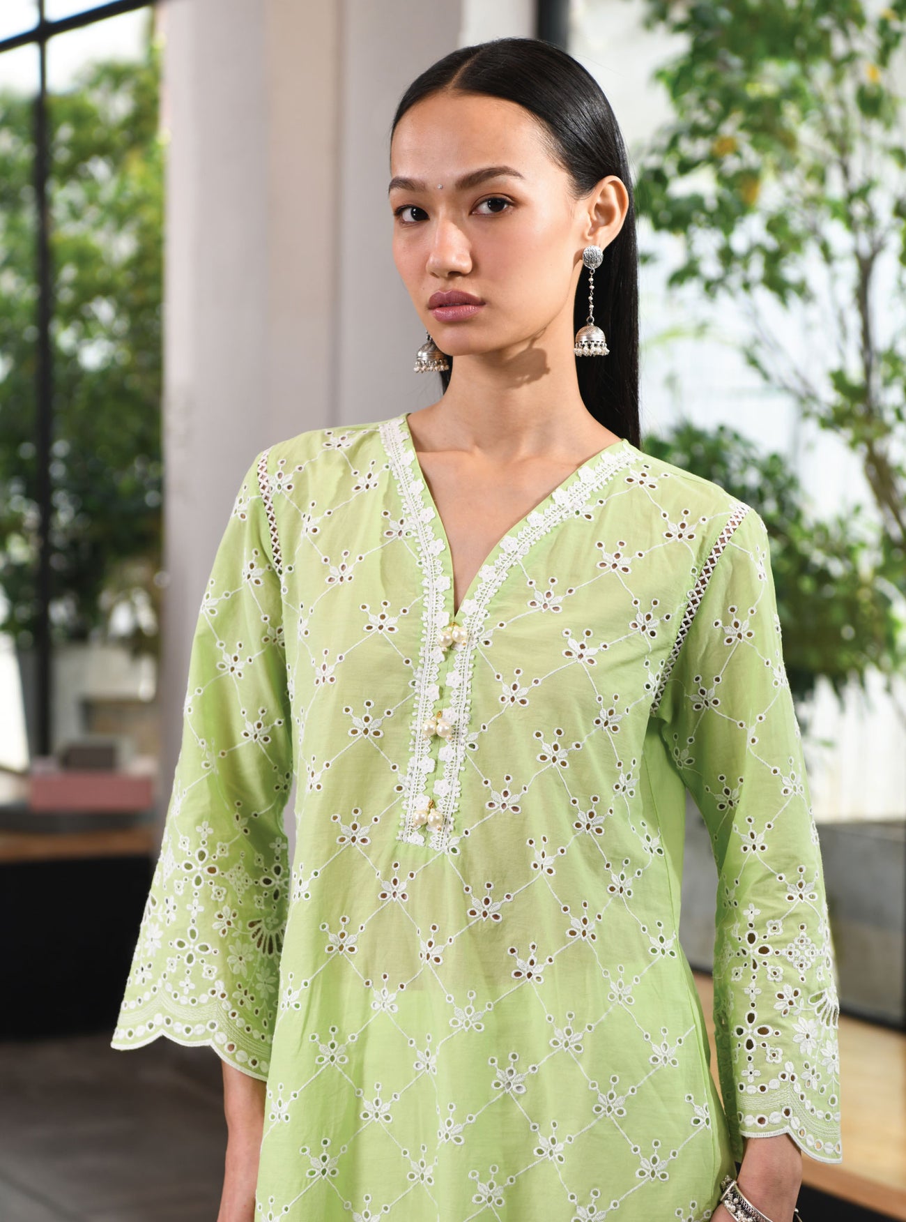 Mulmul Supima Cotton Carmen Navy Kurta