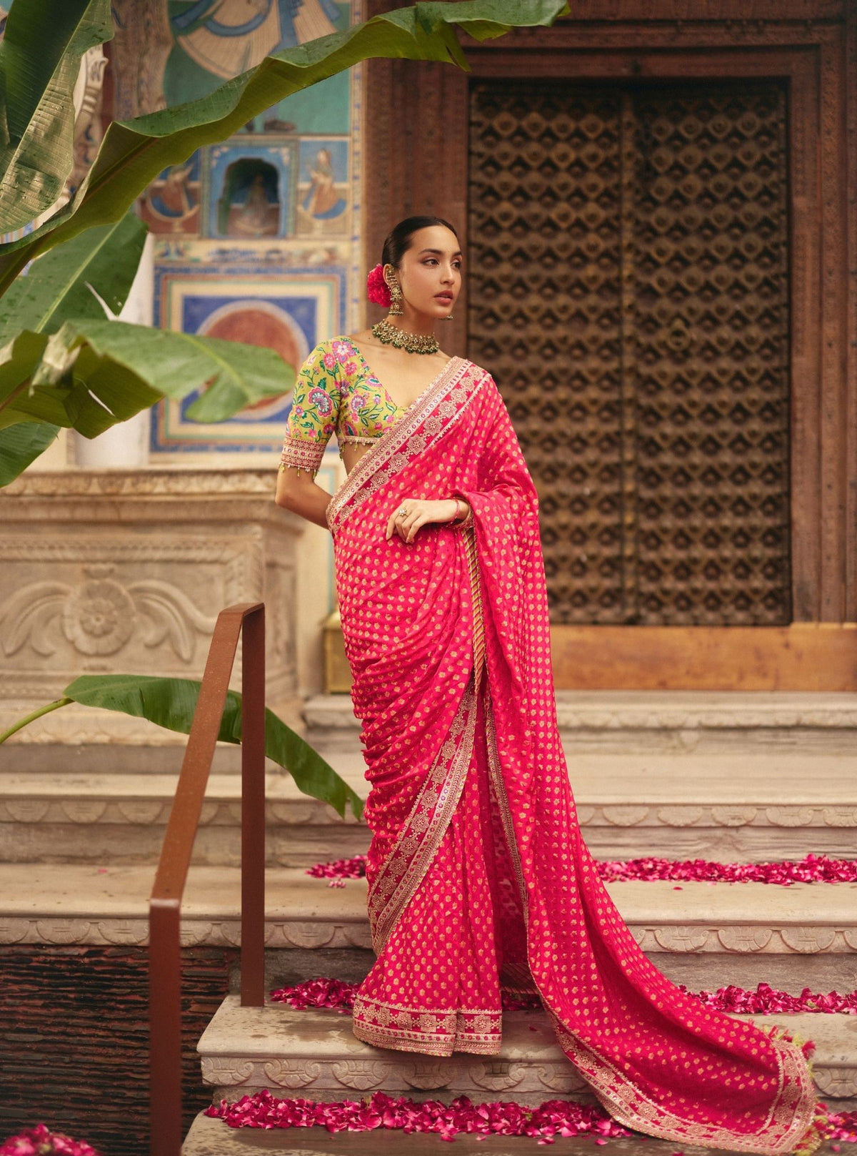 Sanjali Banarasi Fuchsia Saree