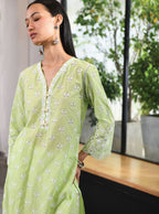 Mulmul Supima Cotton Baybreeze Green Kurta