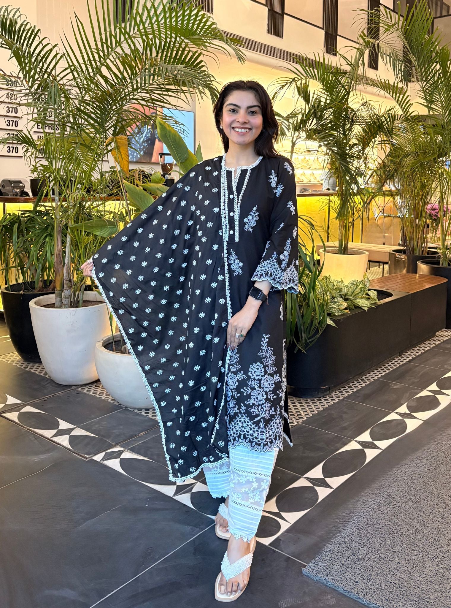 Moon Light Supima Cotton Black Kurta Set