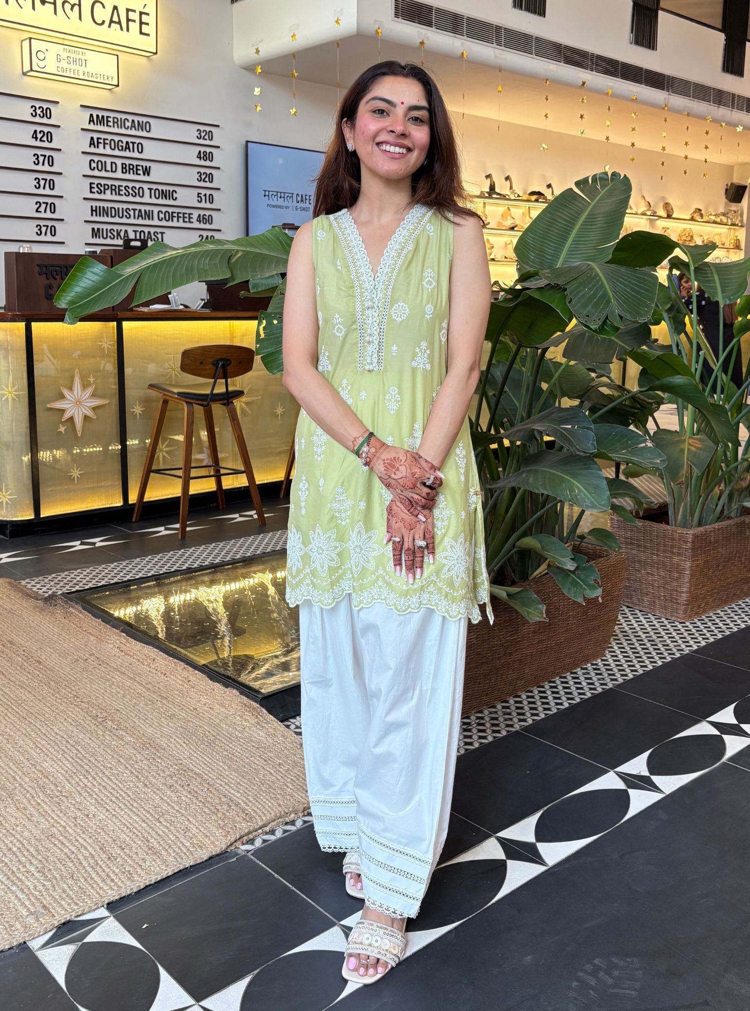 Zoa Supima Cotton Green Kurta with Farshi Salwar