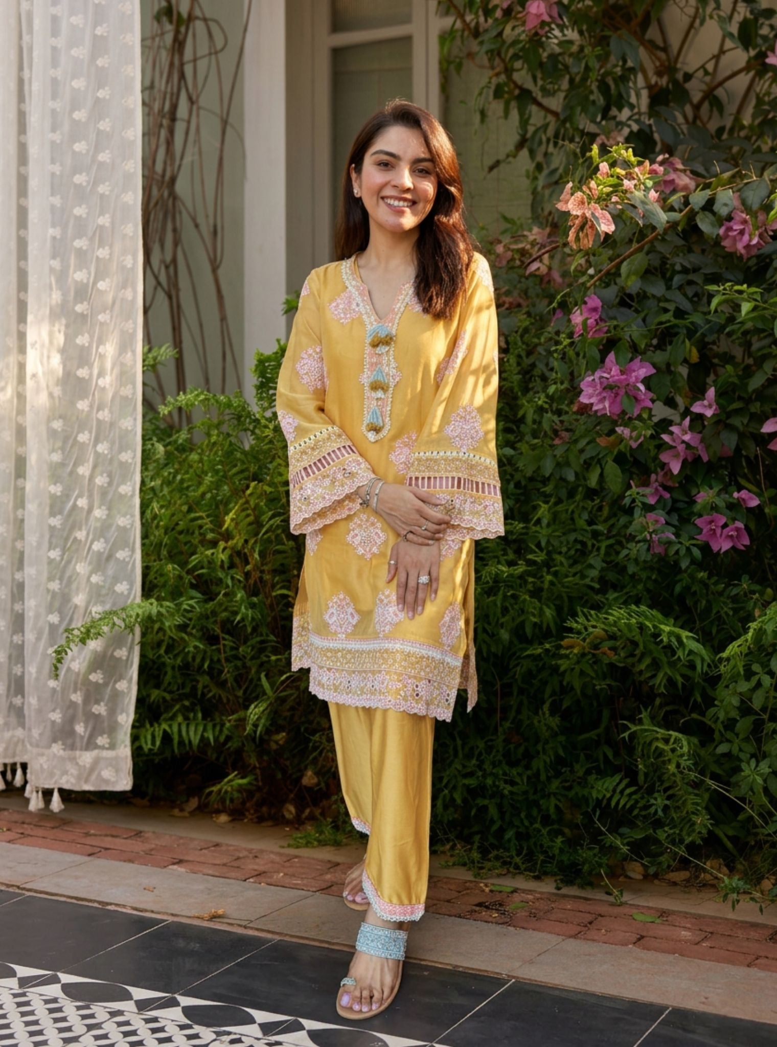 Suko Organza Yellow Kurta Set