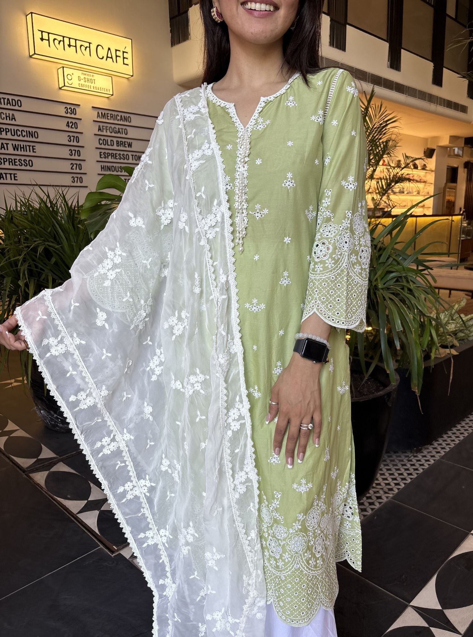 Bani Supima Cotton Green Kurta Set