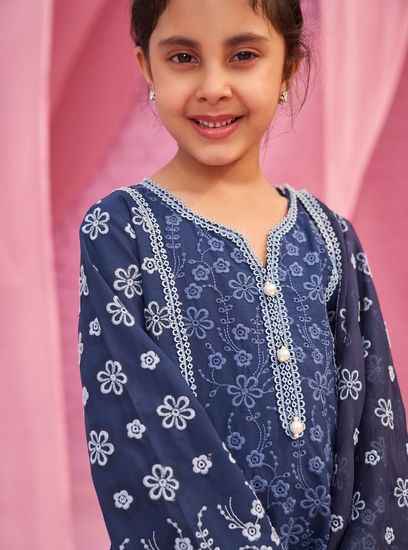 Mulmul Supima Cotton Keily Navy Kurta
