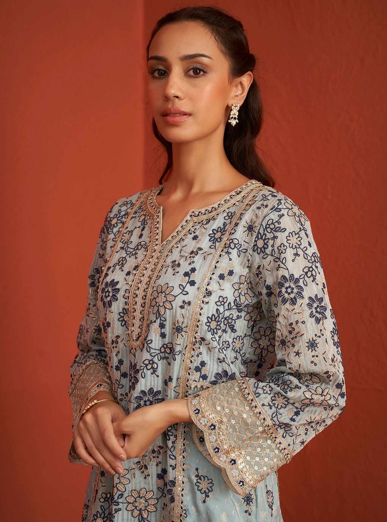 Gerua Banarsi Blue Kurta Set