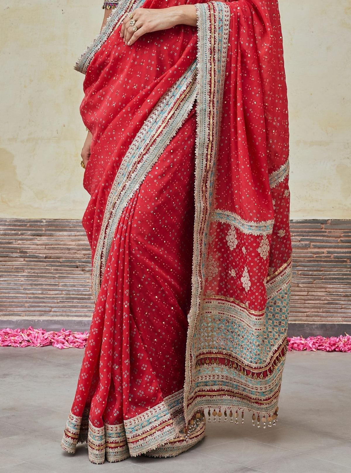 Subhi Bemberg HO Silk Printed Red Saree