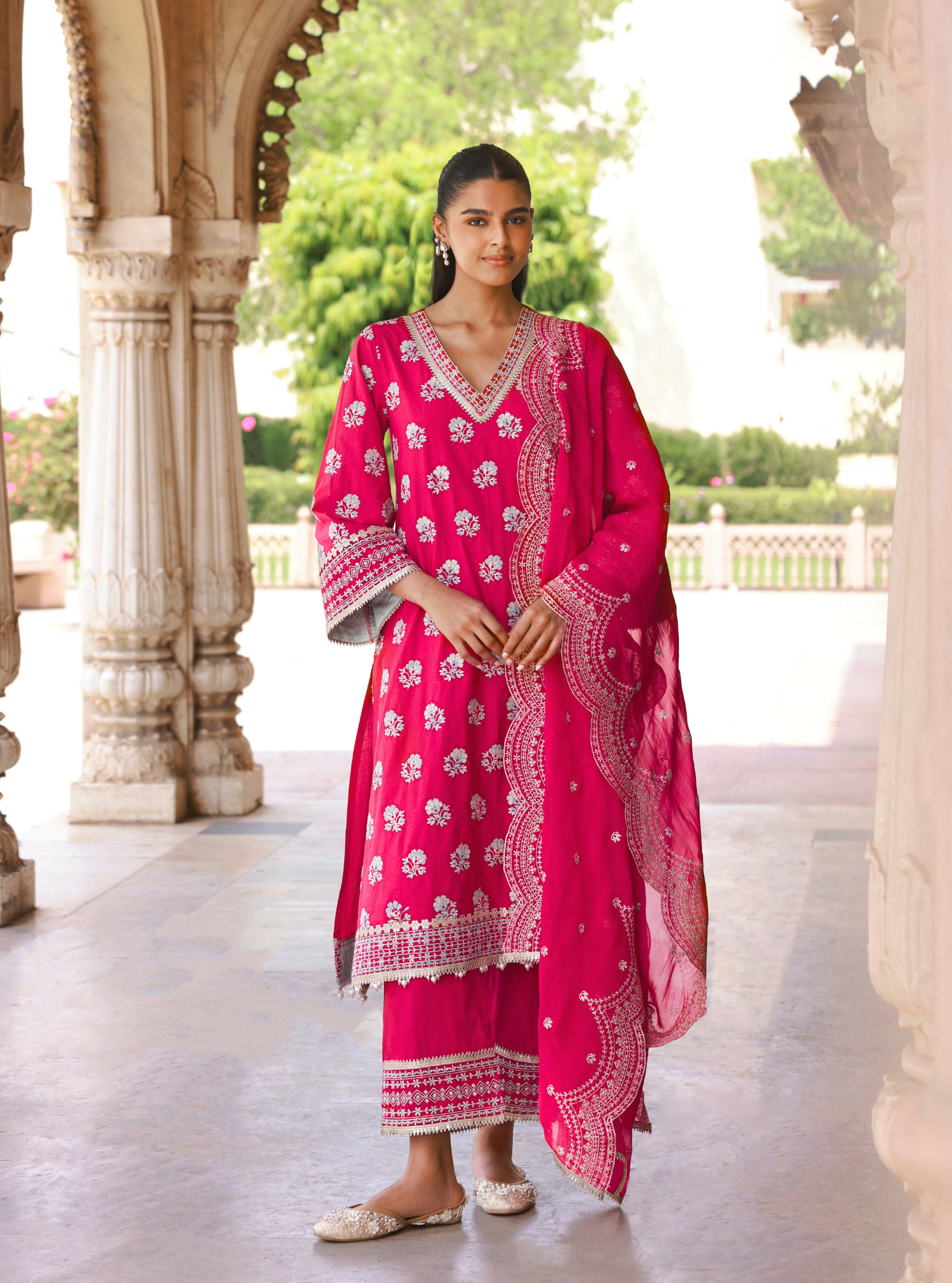 Yalika Supima Cotton Fuschia Kurta Set