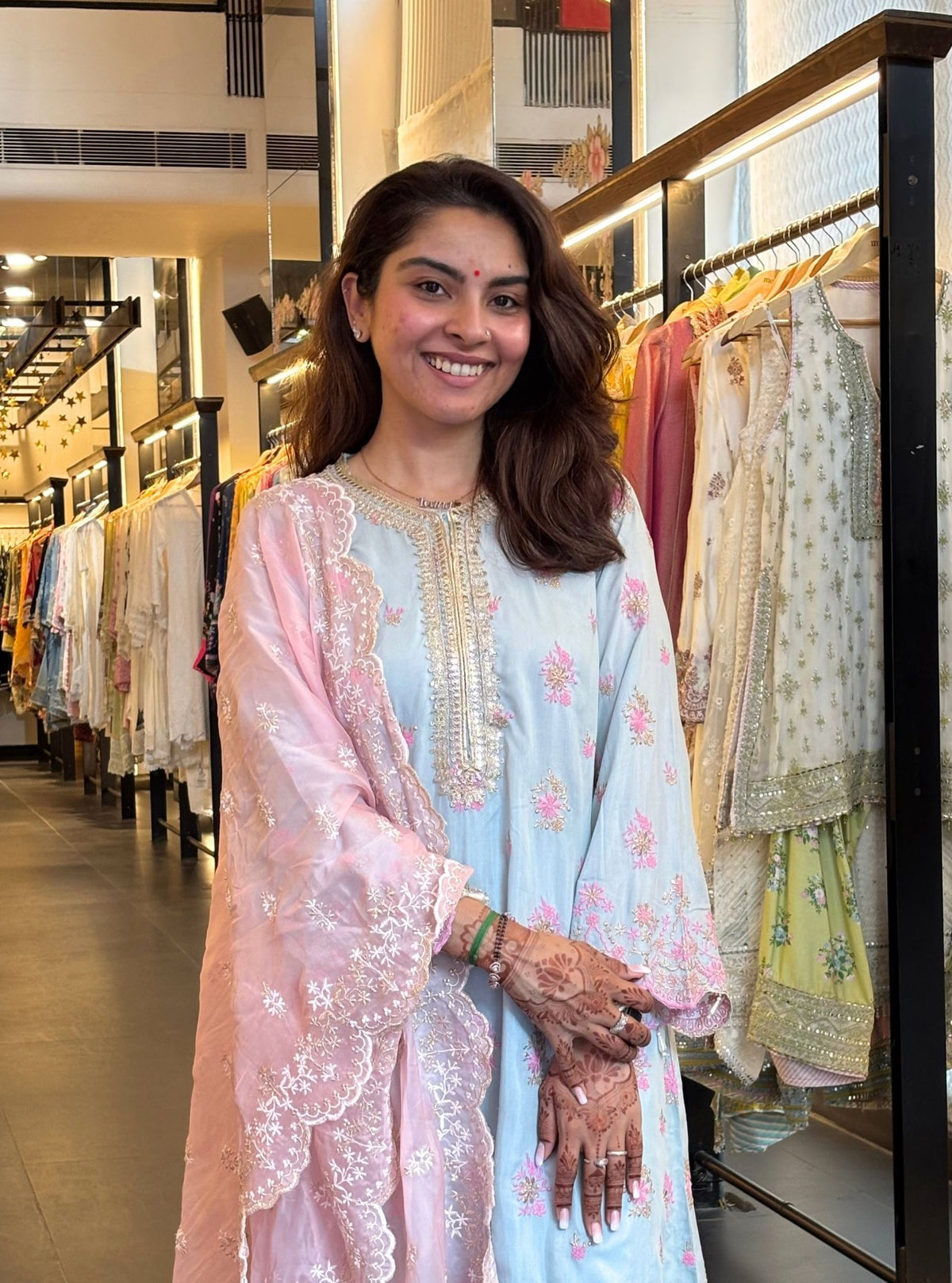 Kangna Lawn Blue Kurta Set