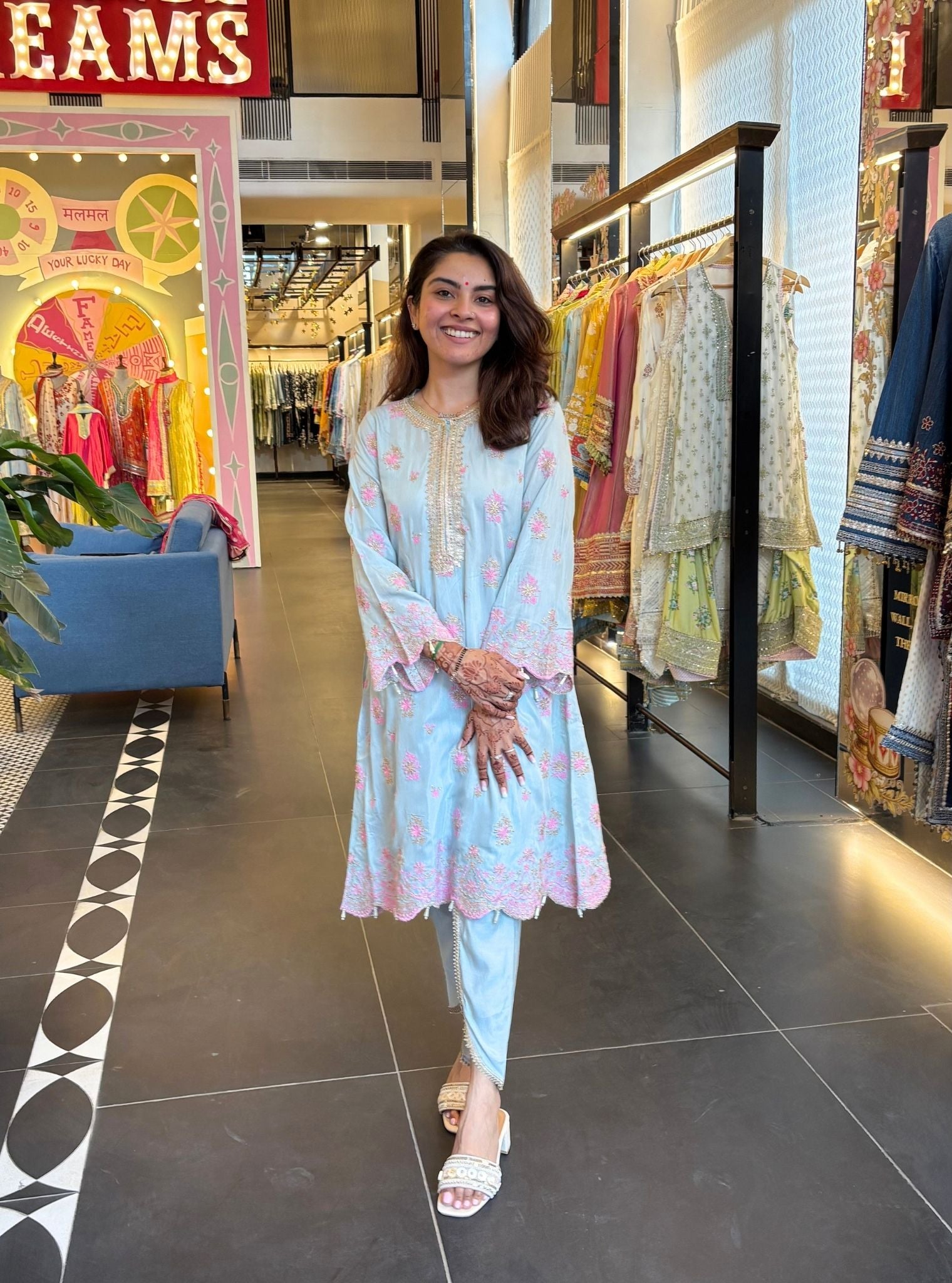 Kangna Lawn Blue Kurta Set