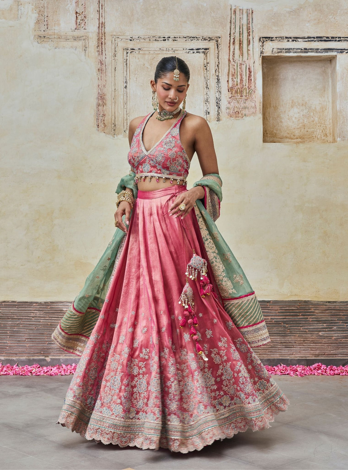 Saawri Bemberg Giraffe Fuchsia Lehenga