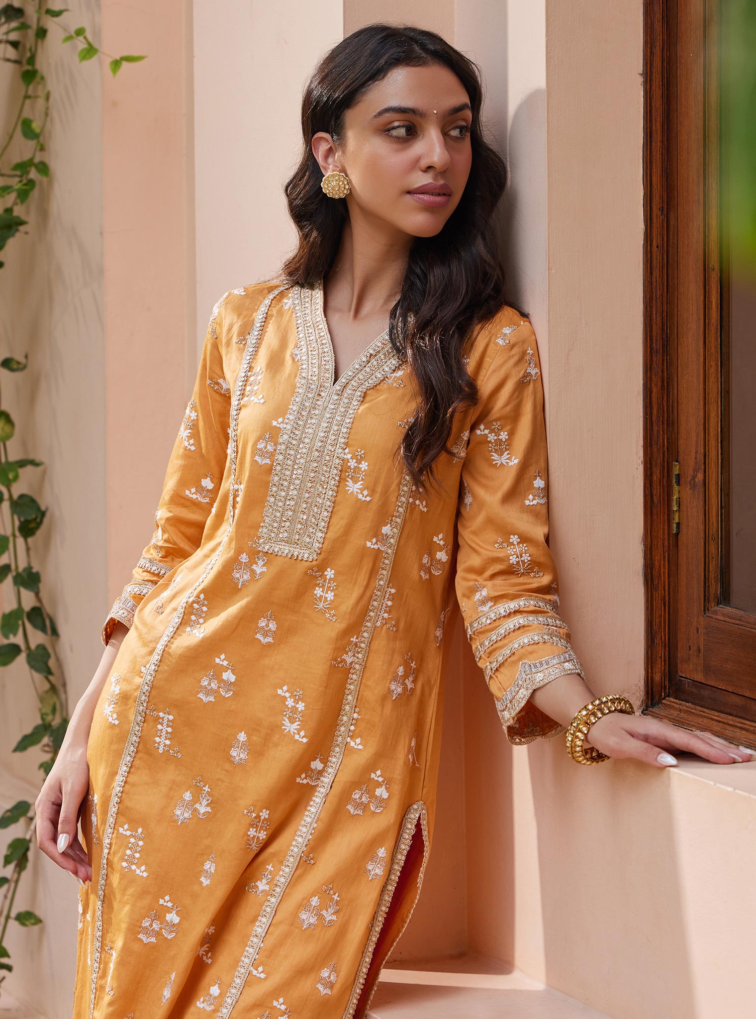 Mulmul Pima Nimisa Orange Kurta