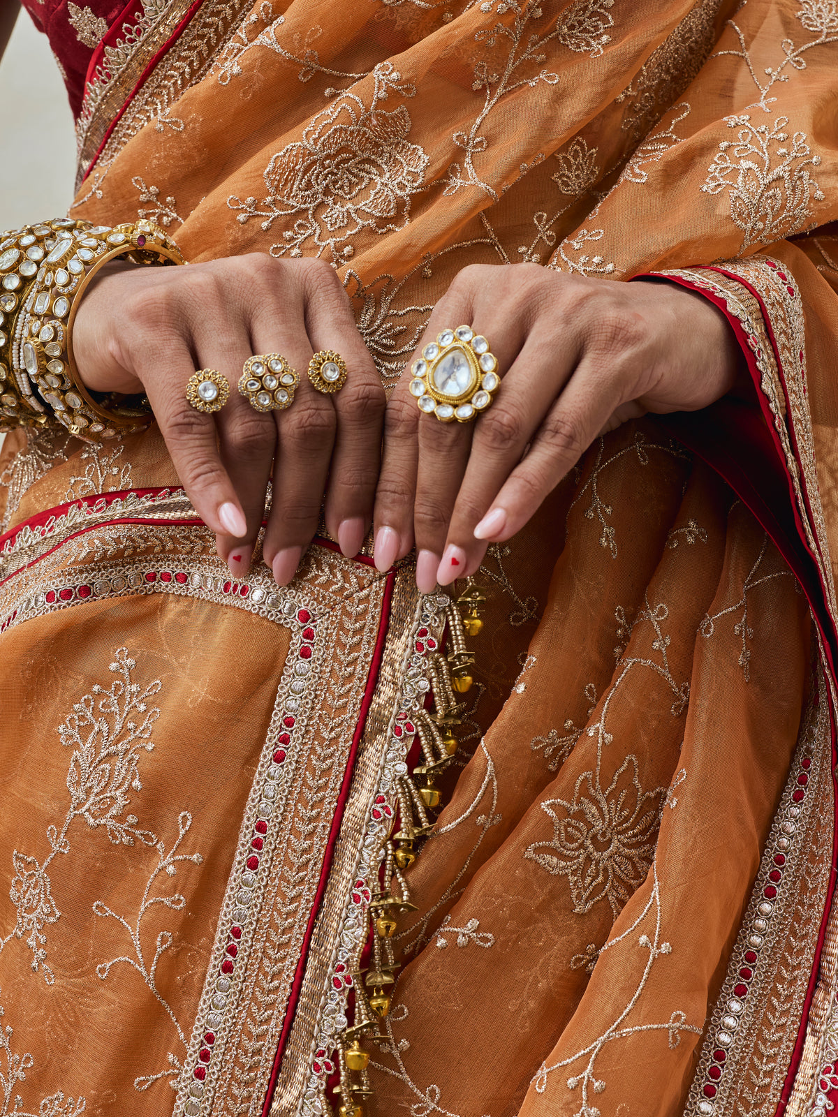 Parthi Lurex Organza Orange Saree