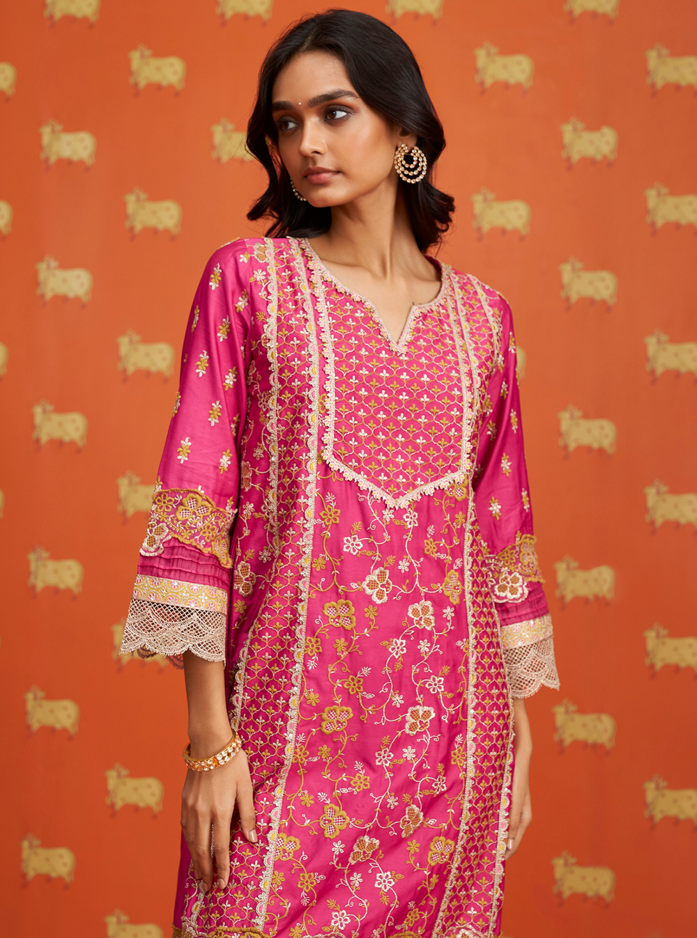 Mulmul Organza Mangalam Fuschia Dupatta