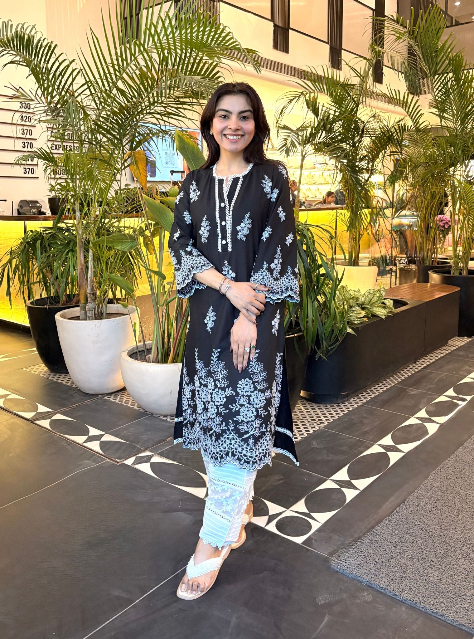 Moon Light Supima Cotton Black Kurta Set