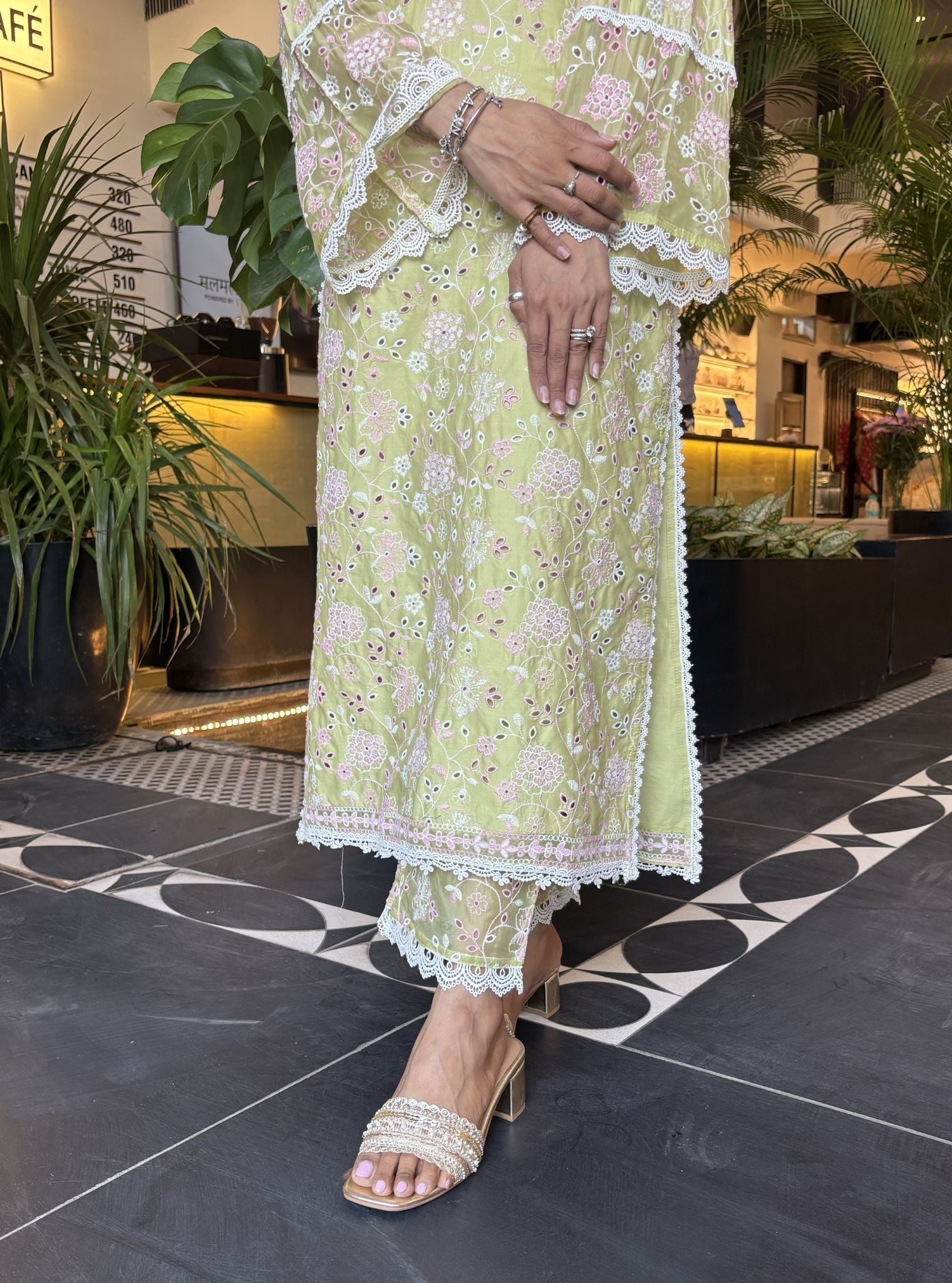 Aaroh Supima Cotton Lime Kurta Set