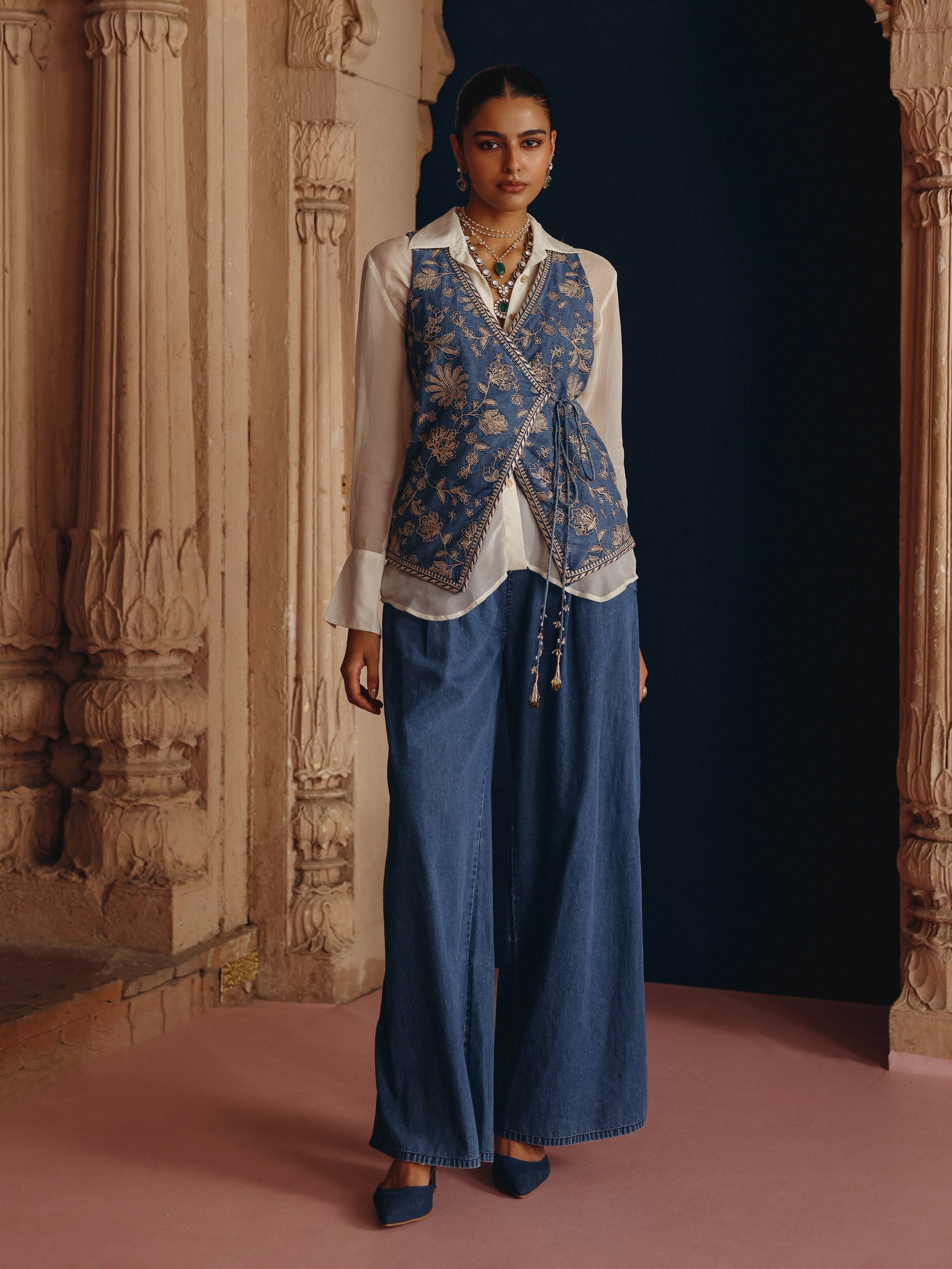 Dhuni Denim Waistcoat Co-ord Set