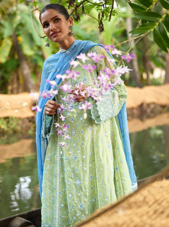 Mulmul Organza Shileh Green Dupatta main image 0