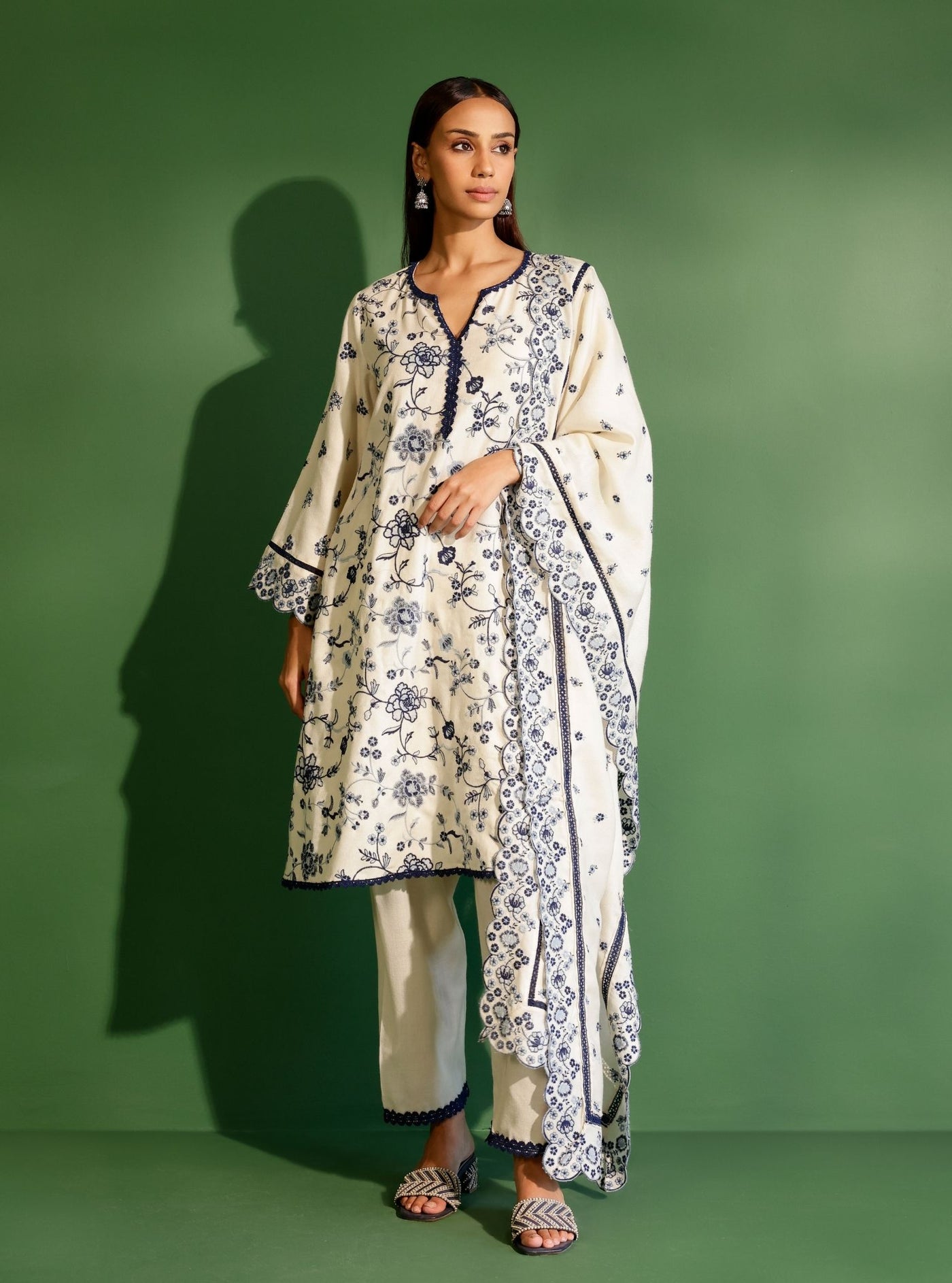 Juno Wool Off White Kurta Set main image 0