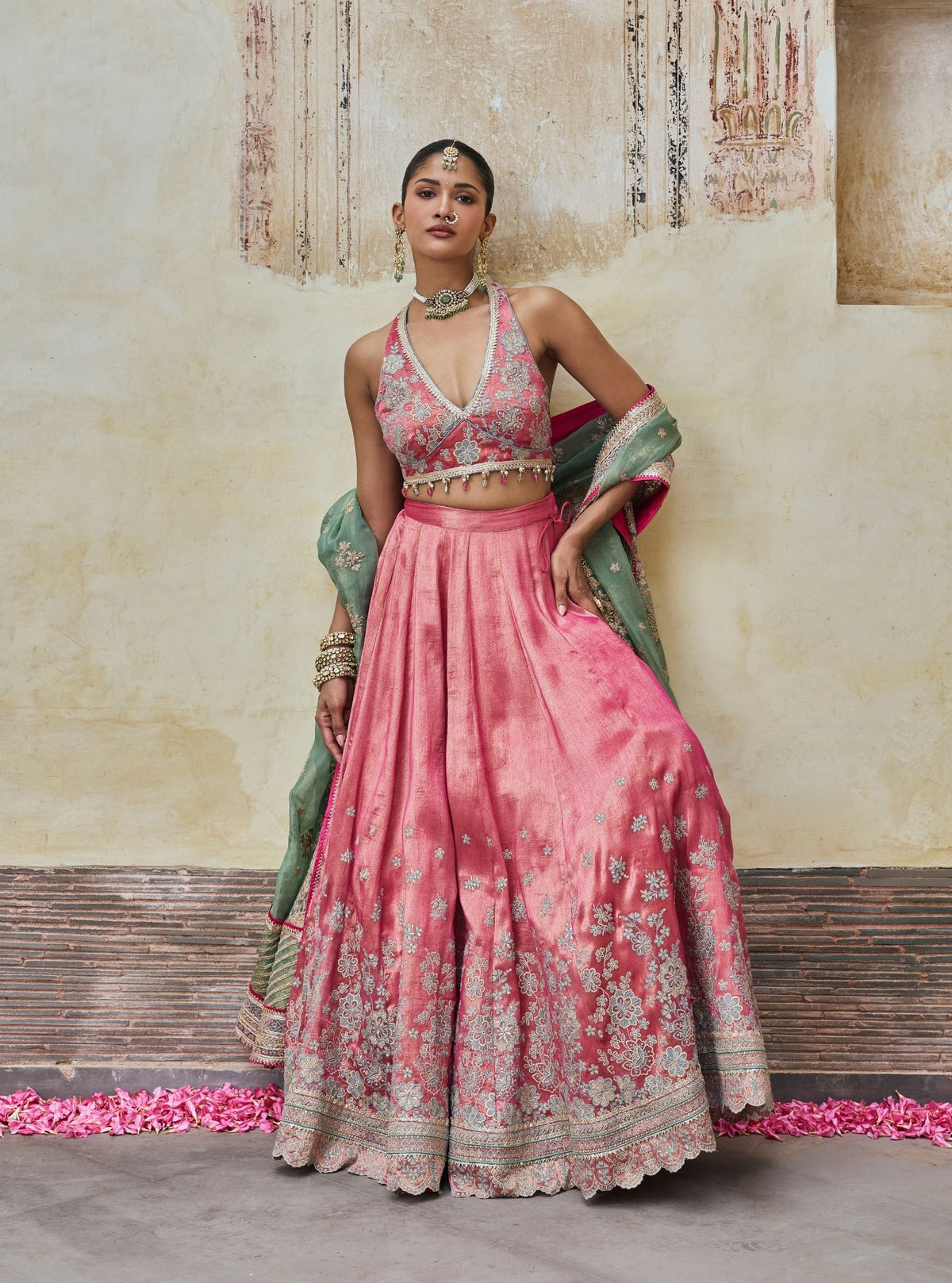 Saawri Bemberg Giraffe Fuchsia Lehenga