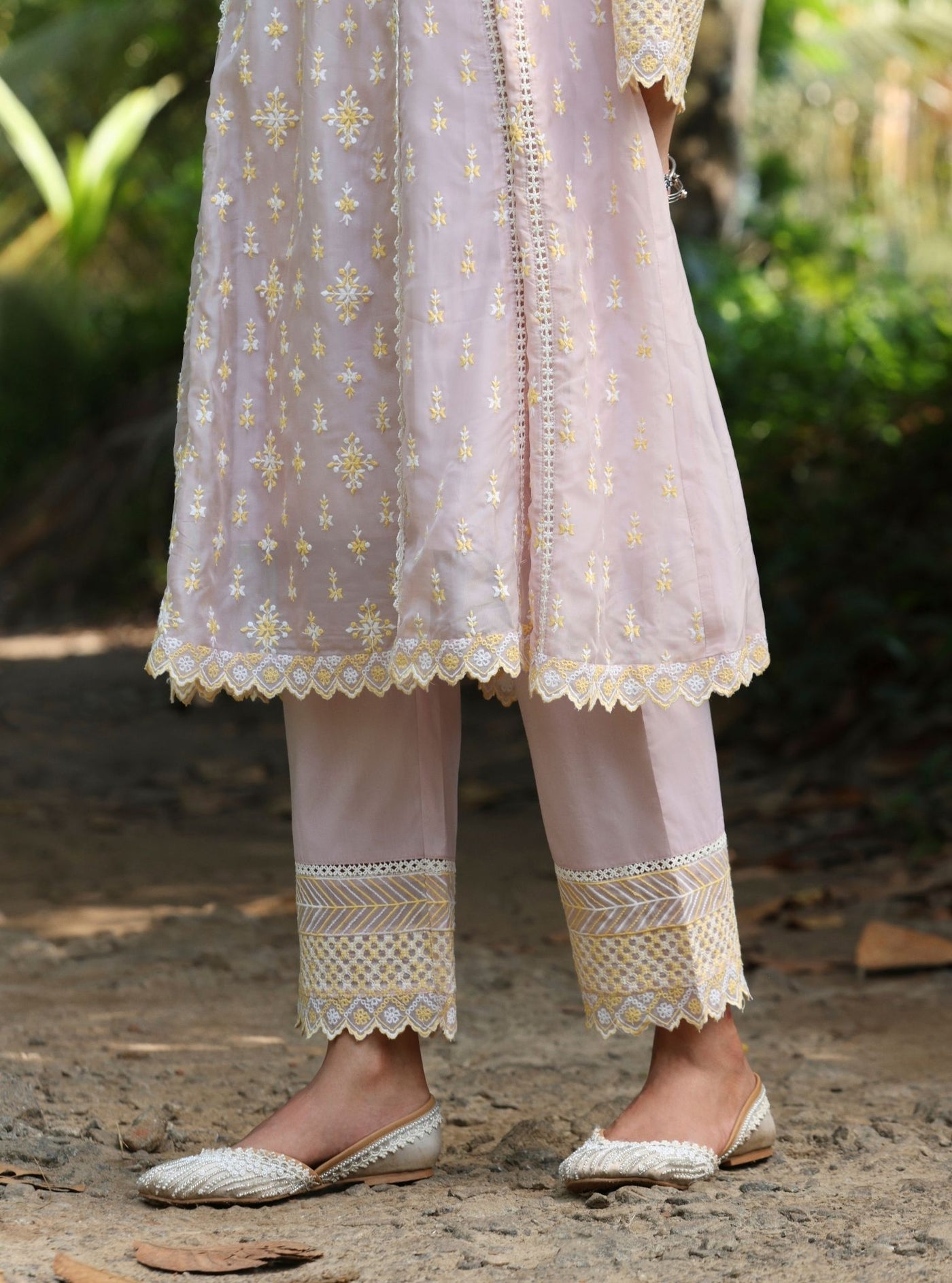Souri Organza Dusty Pink Anarkali Kurta Set