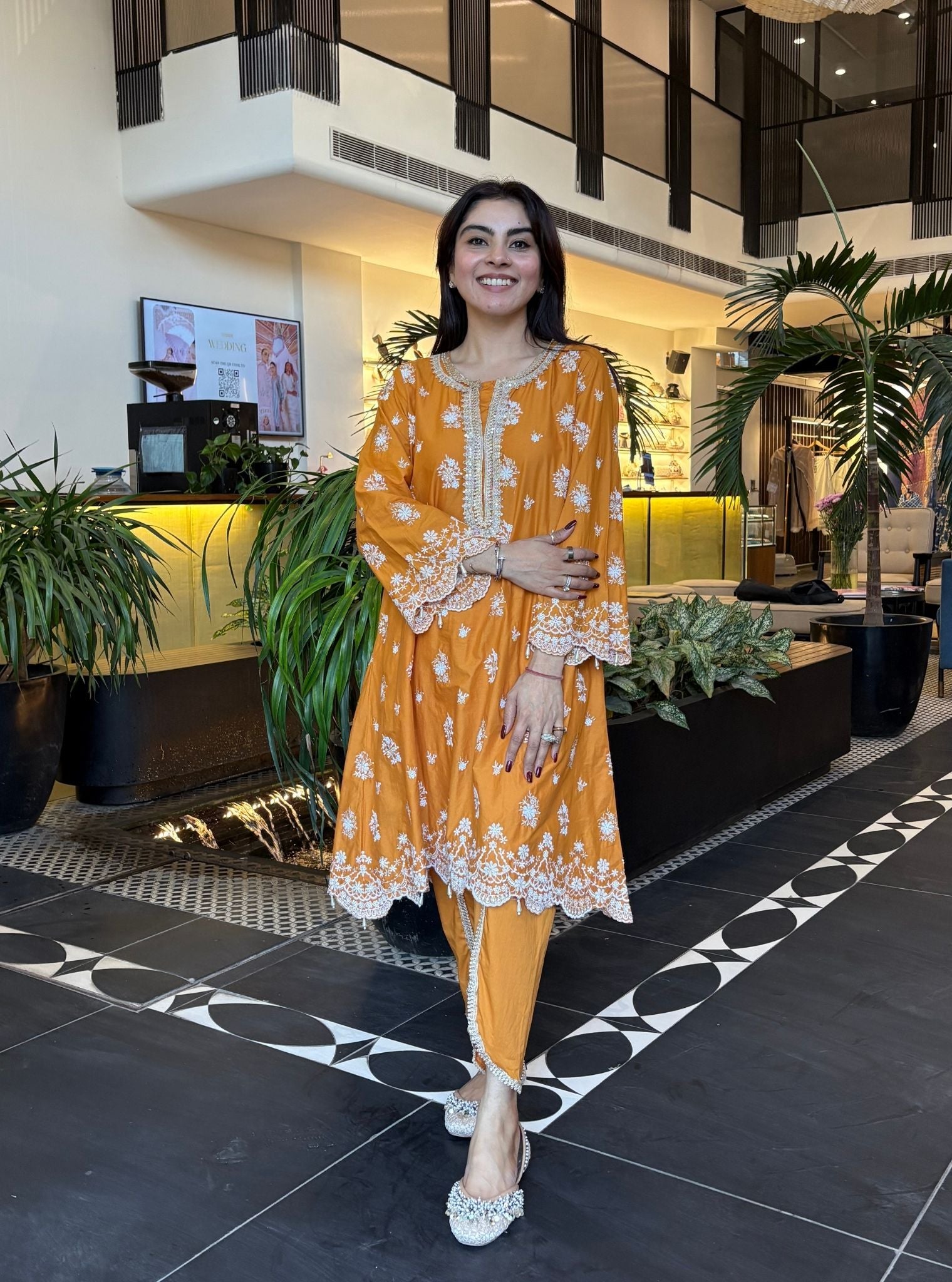 Kovi Supima Cotton Orange Kurta Set